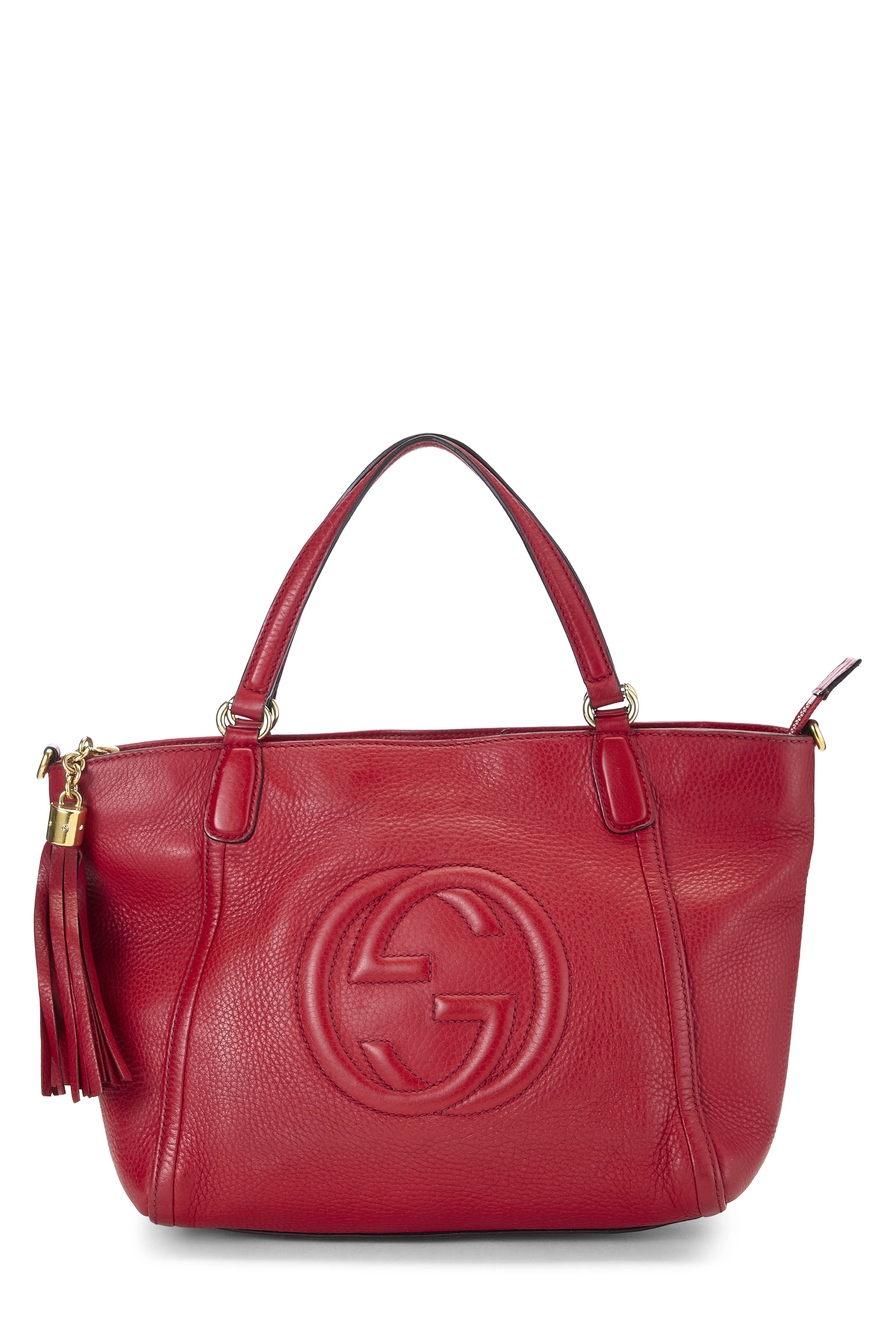 Women's Gucci Red Grained Leather Soho Top Handle Bag in Red