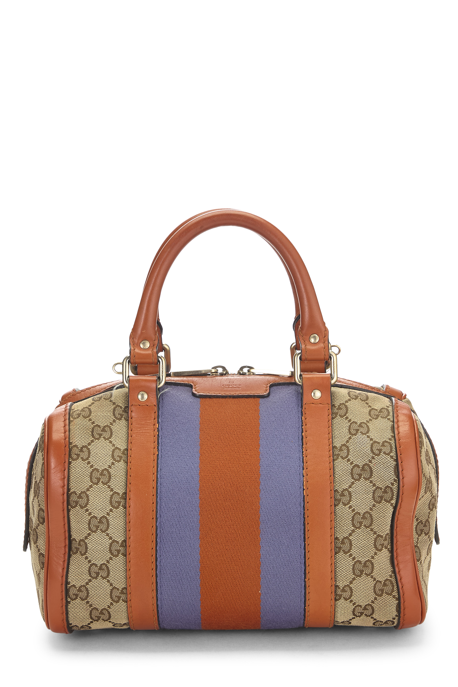 Women's Gucci Orange Original GG Canvas Web Boston Handbag Small in Orange Small