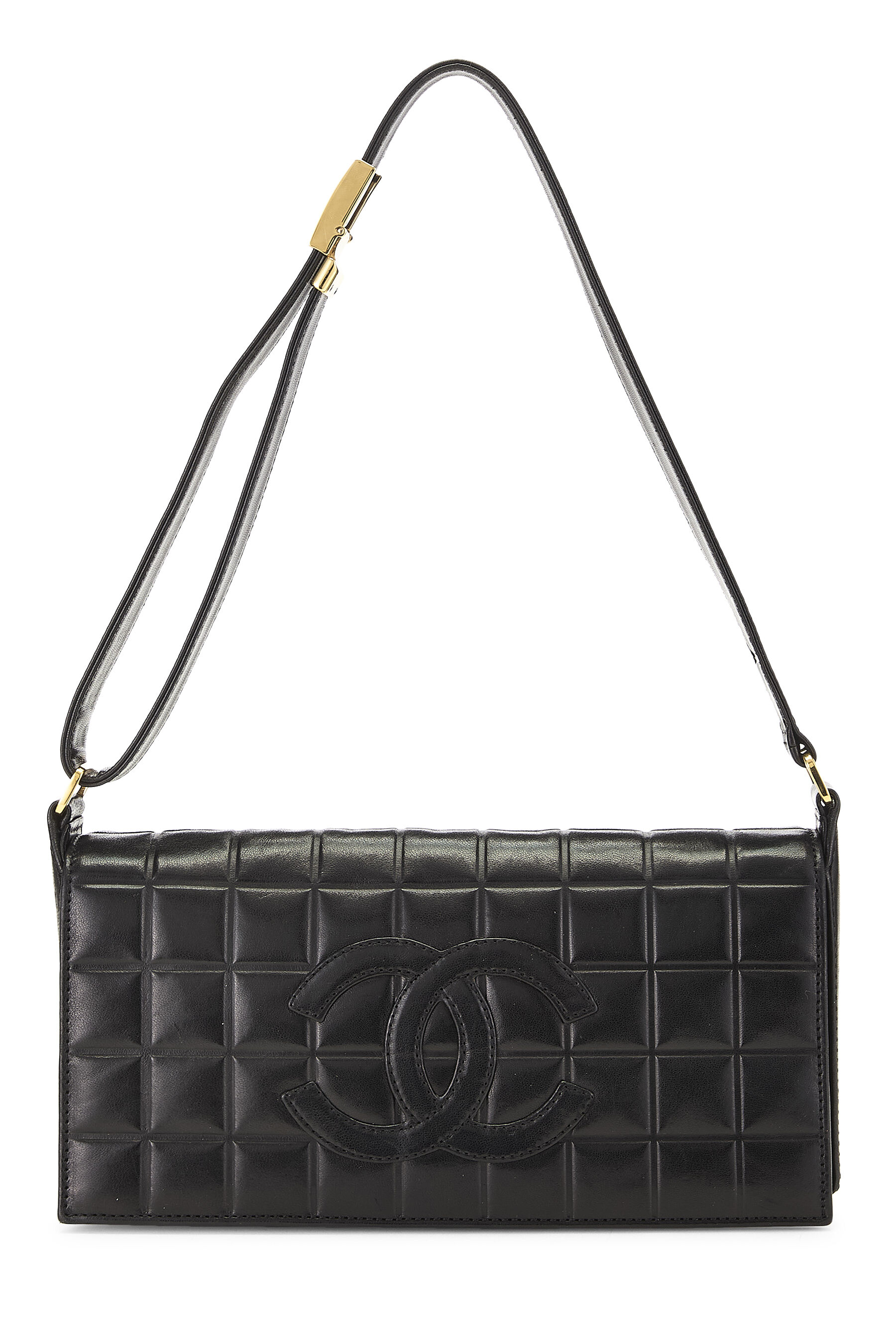Women's Chanel Black Leather Chocolate Bar Shoulder Bag in Black
