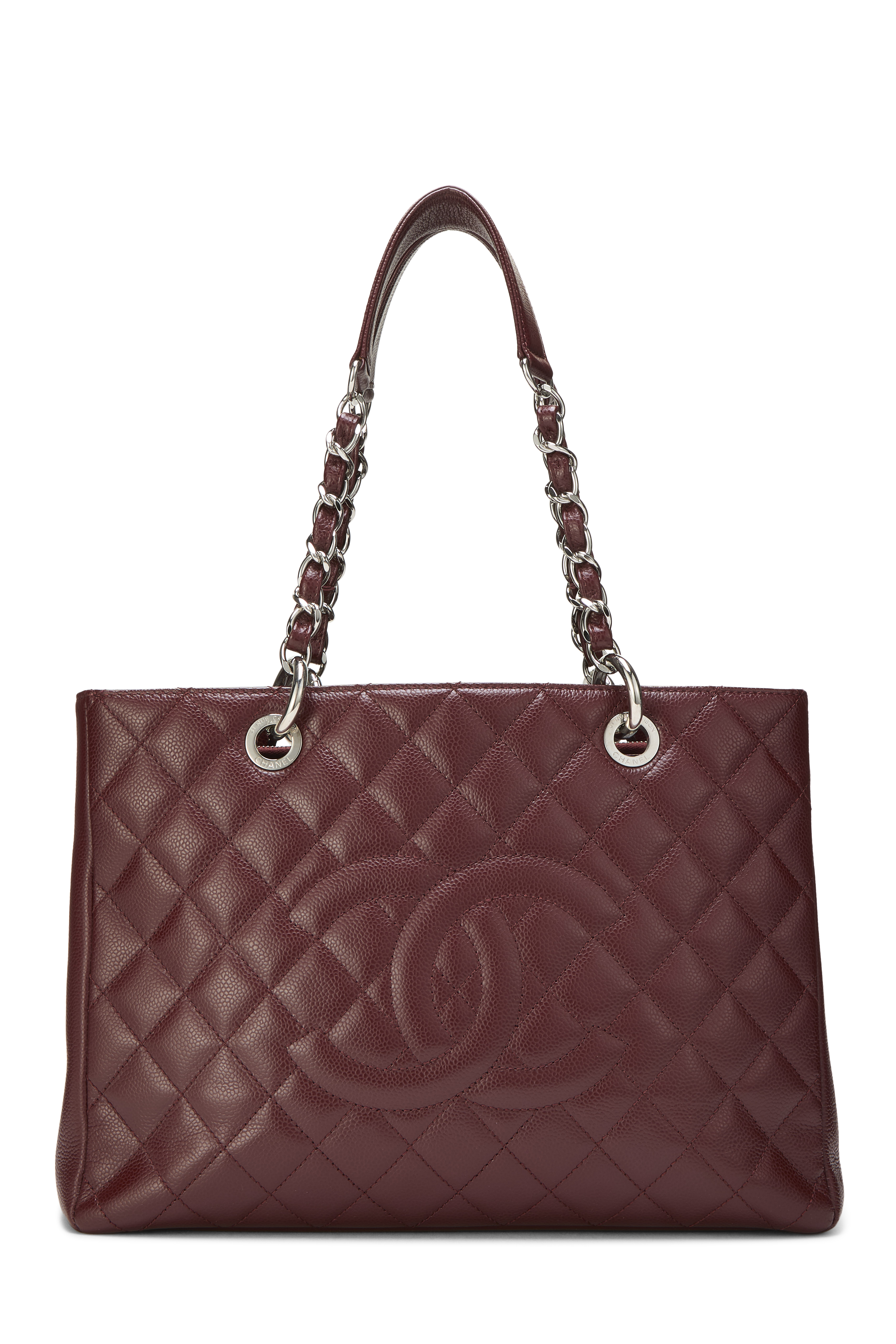 Women's Chanel Burgundy Caviar Grand Shopping Tote (GST) in Red