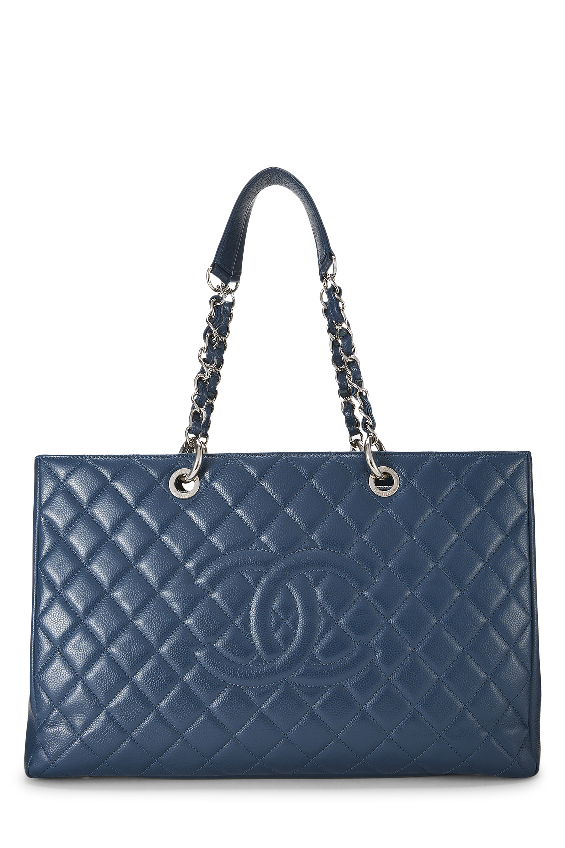 Women's Chanel Blue Quilted Caviar Grand Shopping Tote (GST) XL in Blue XL