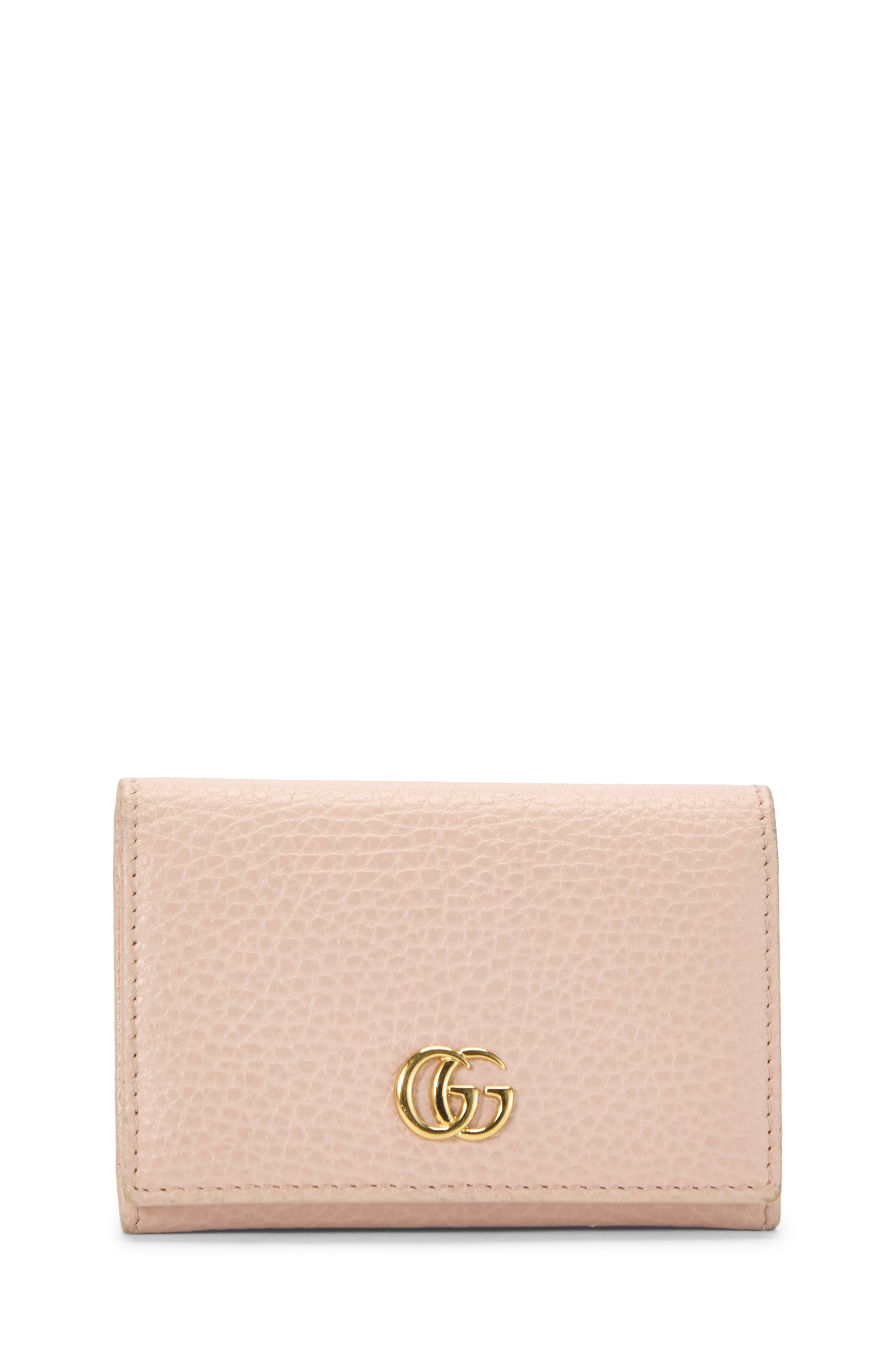 Women's Gucci Pink Leather GG Marmont Card Case in Pink