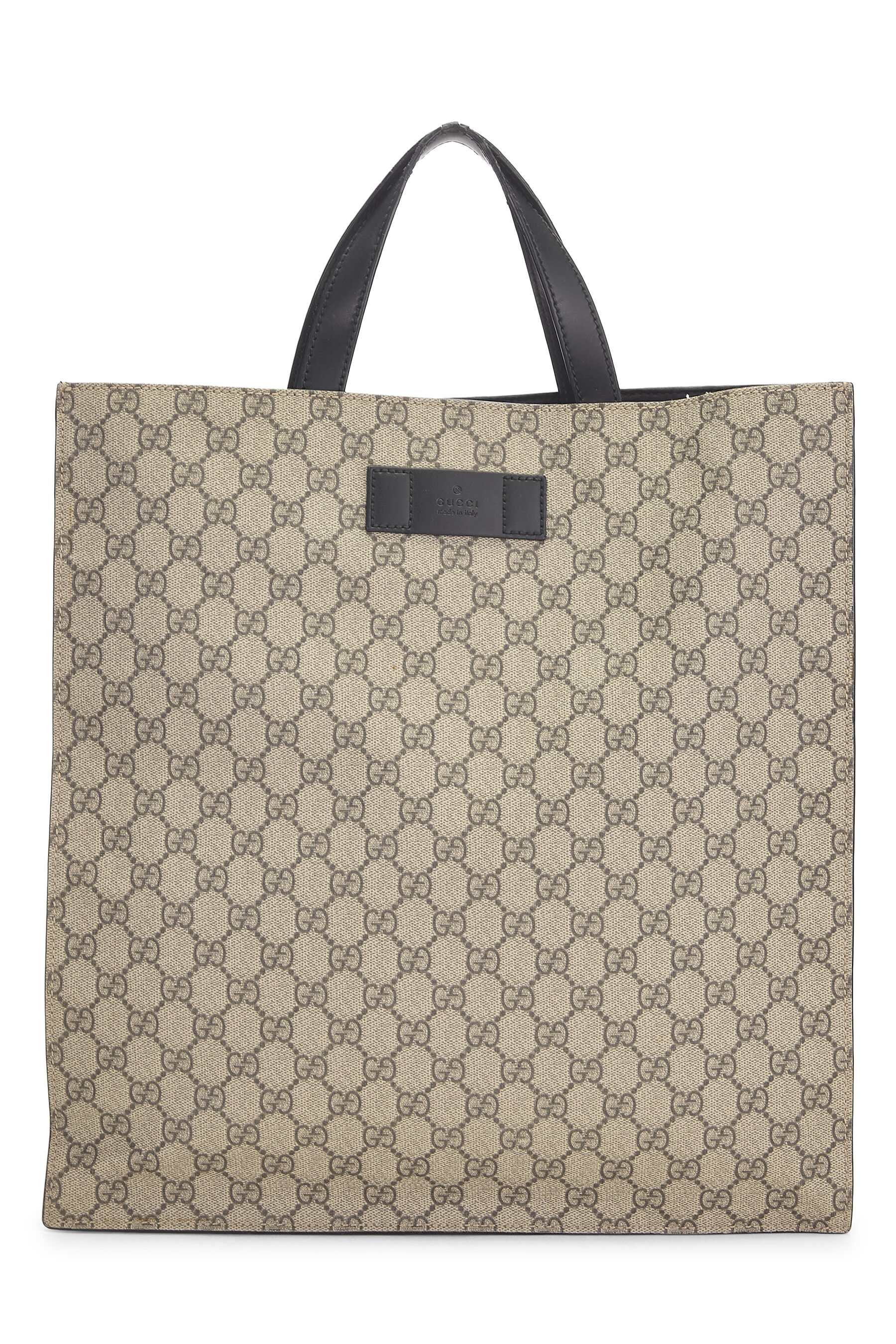 Women's Gucci Original GG Supreme Canvas Web Vertical Tote in Black