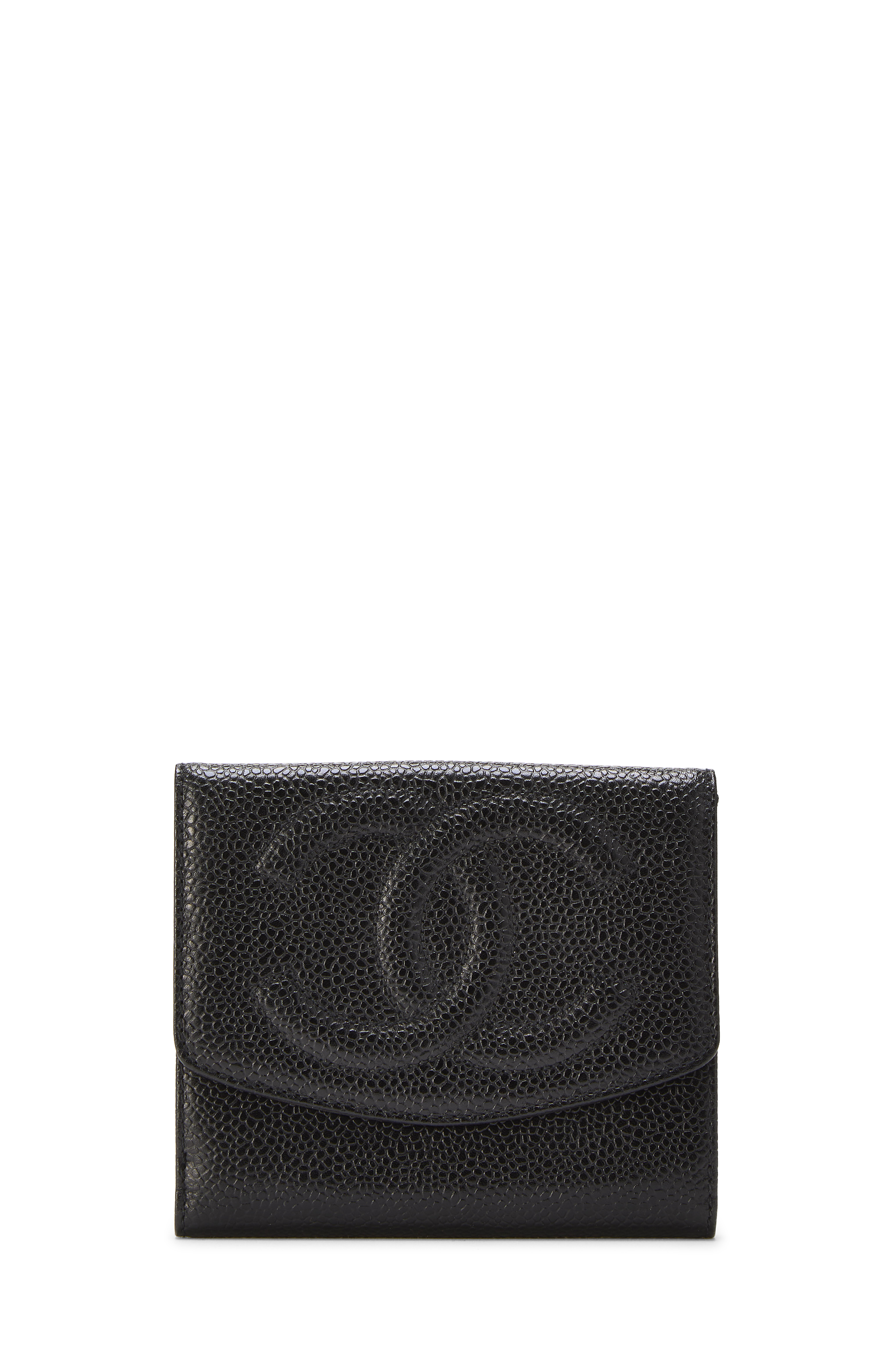 Women's Chanel Black Caviar Timeless 'CC' Compact Wallet in Black