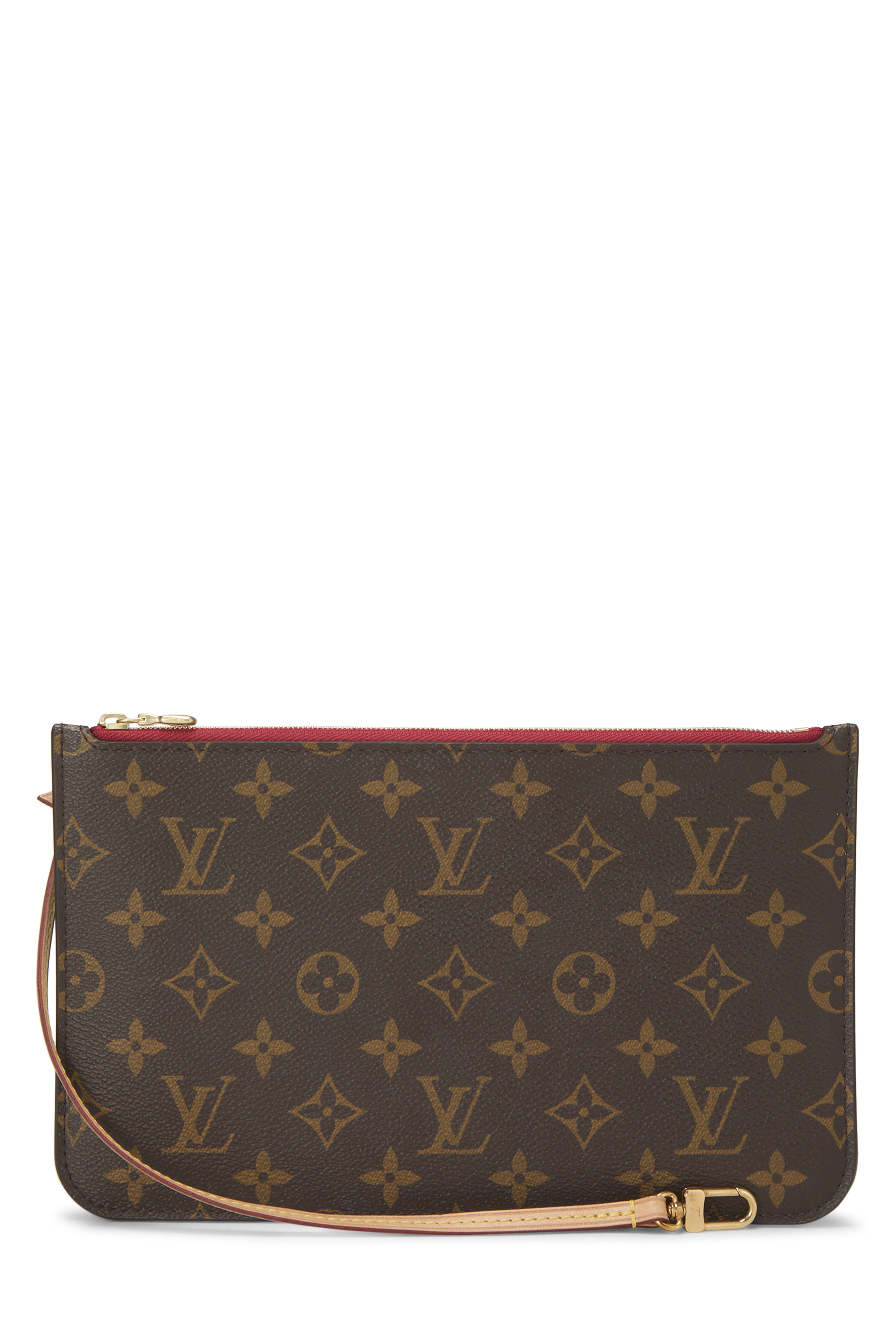 Women's Louis Vuitton Monogram Canvas Neverfull Pouch in Red MM