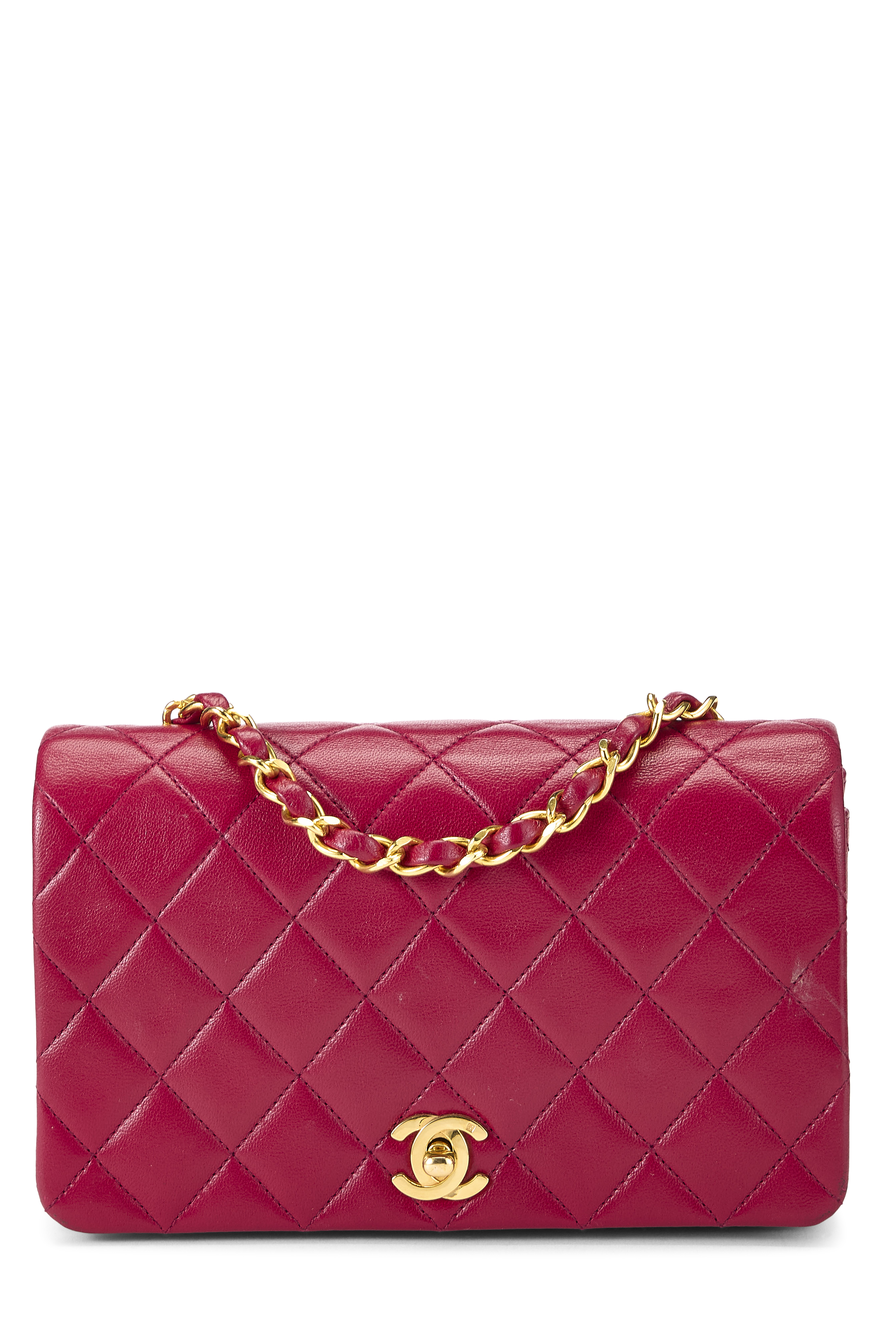 Women's Chanel Pink Quilted Lambskin Full Flap Mini in Pink Mini