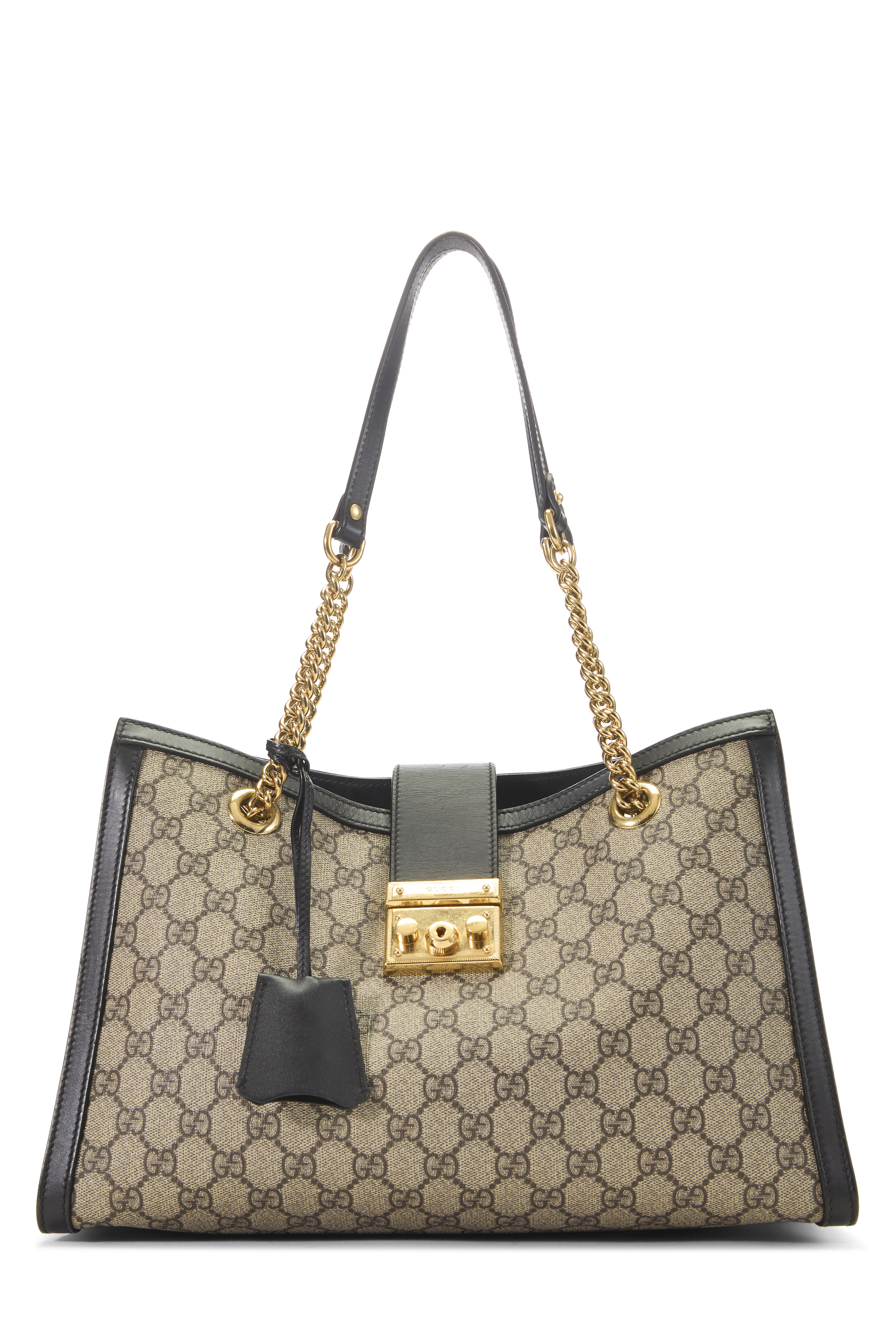 Women's Gucci Black GG Supreme Canvas Padlock Shoulder Bag Medium in Black Medium