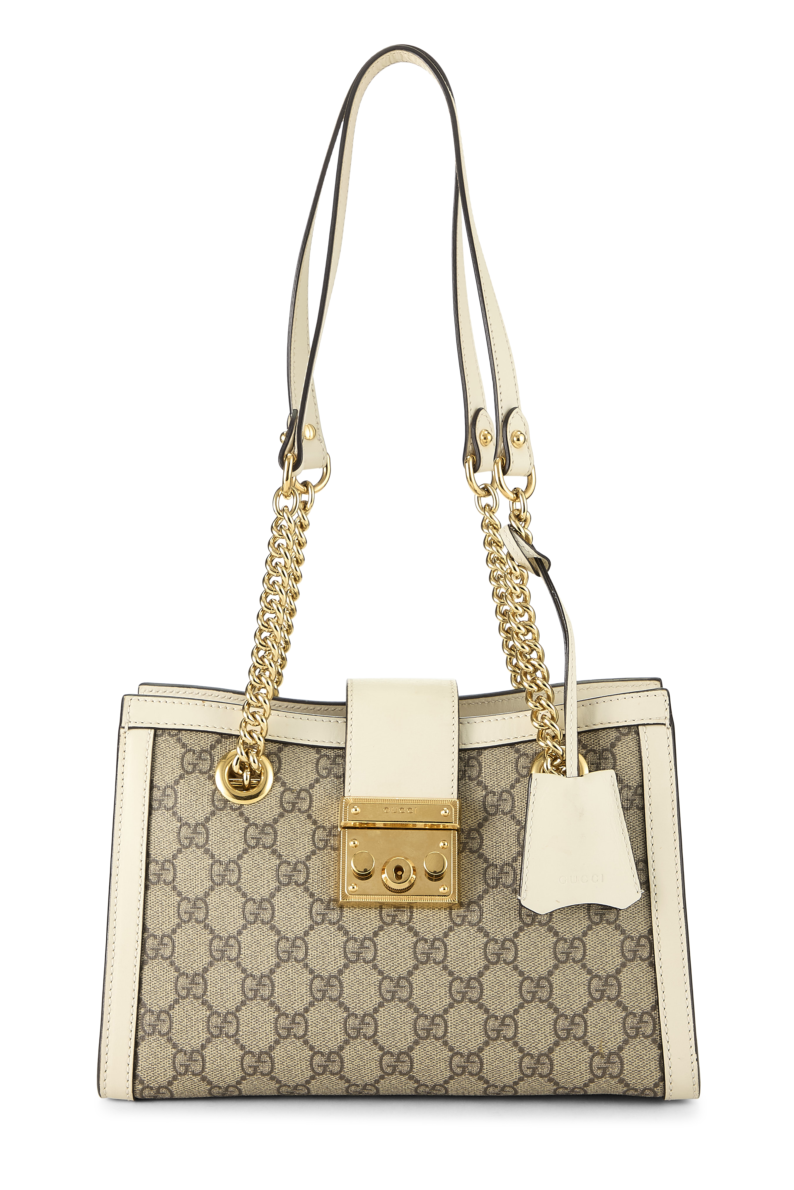 Women's Gucci White GG Supreme Padlock Tote Small in White Small
