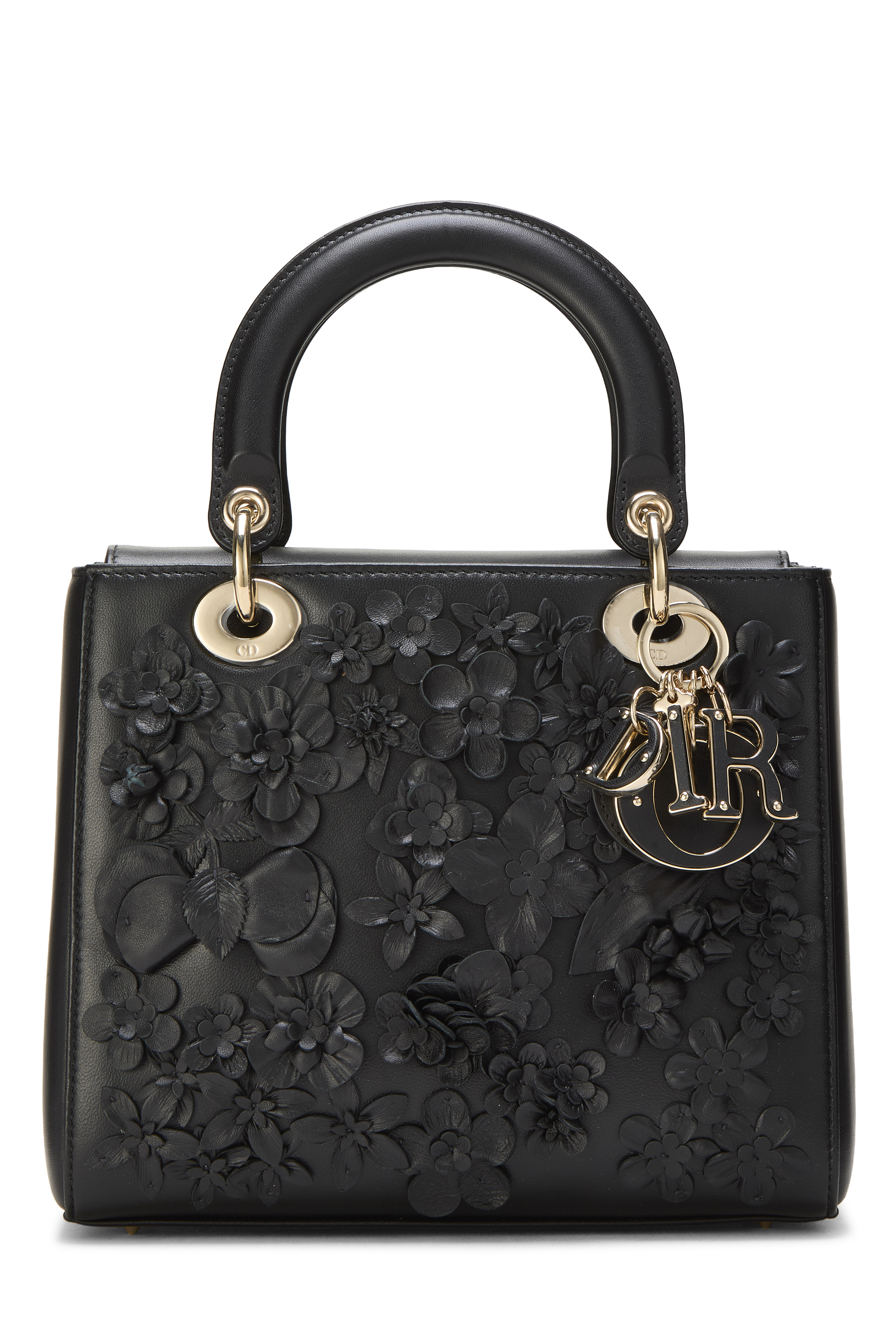 Women's Christian Dior Black Embellished Lady Dior Medium in Black Medium