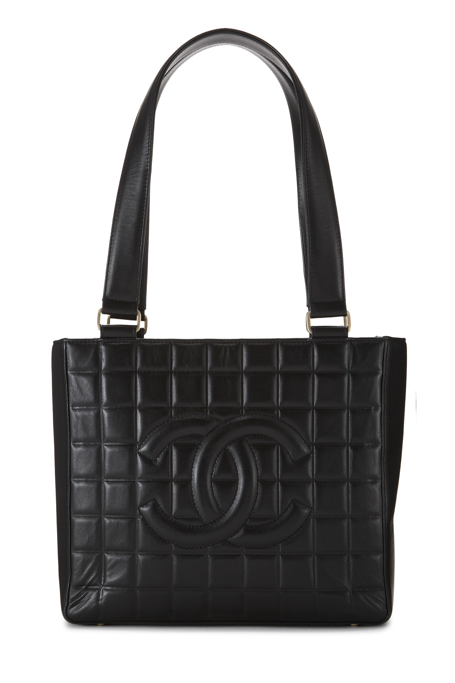 Women's Chanel Black Quilted Lambskin Chocolate Bar Tote in Black