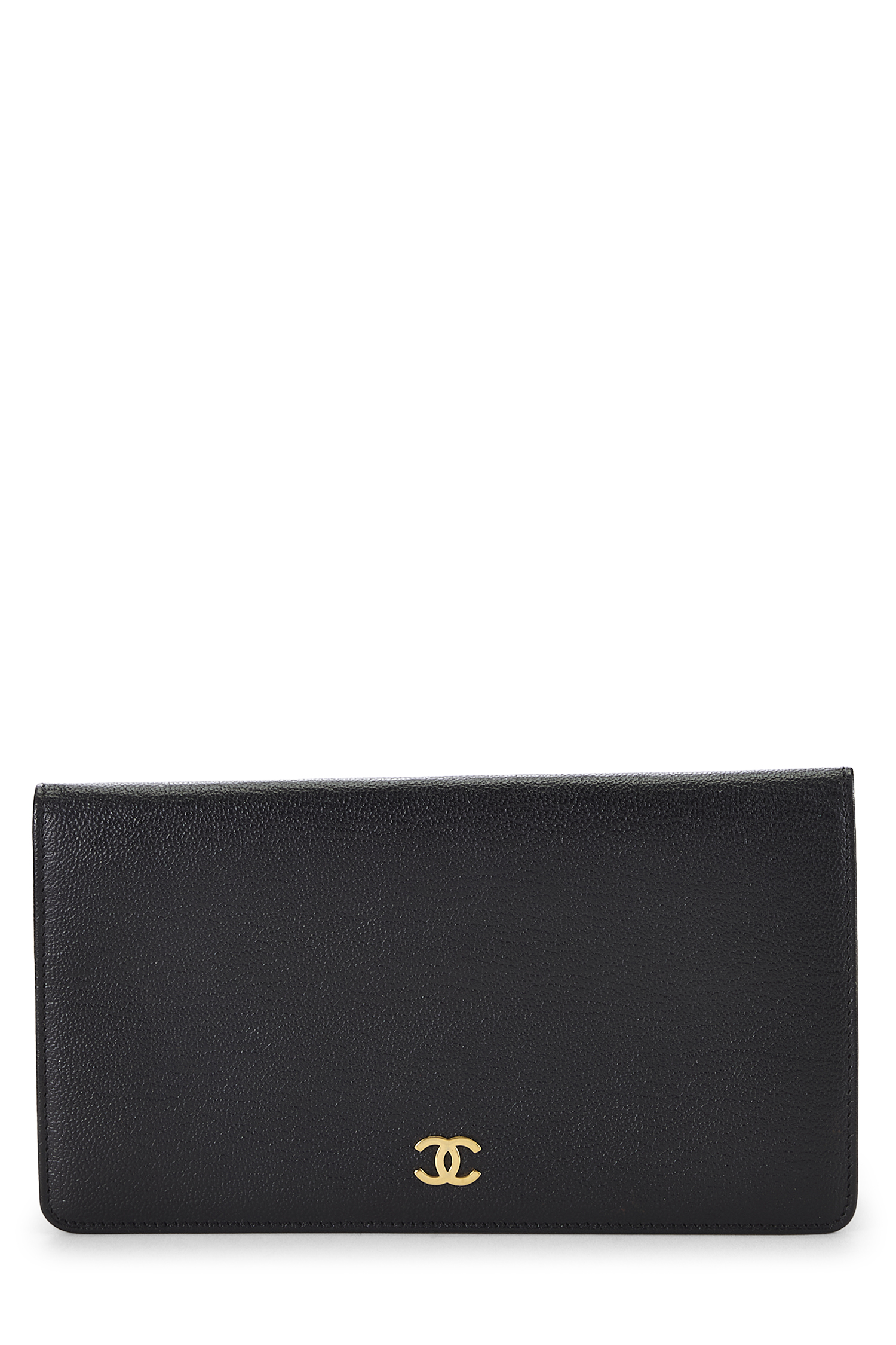 Women's Chanel Black Calfskin Long Wallet in Black