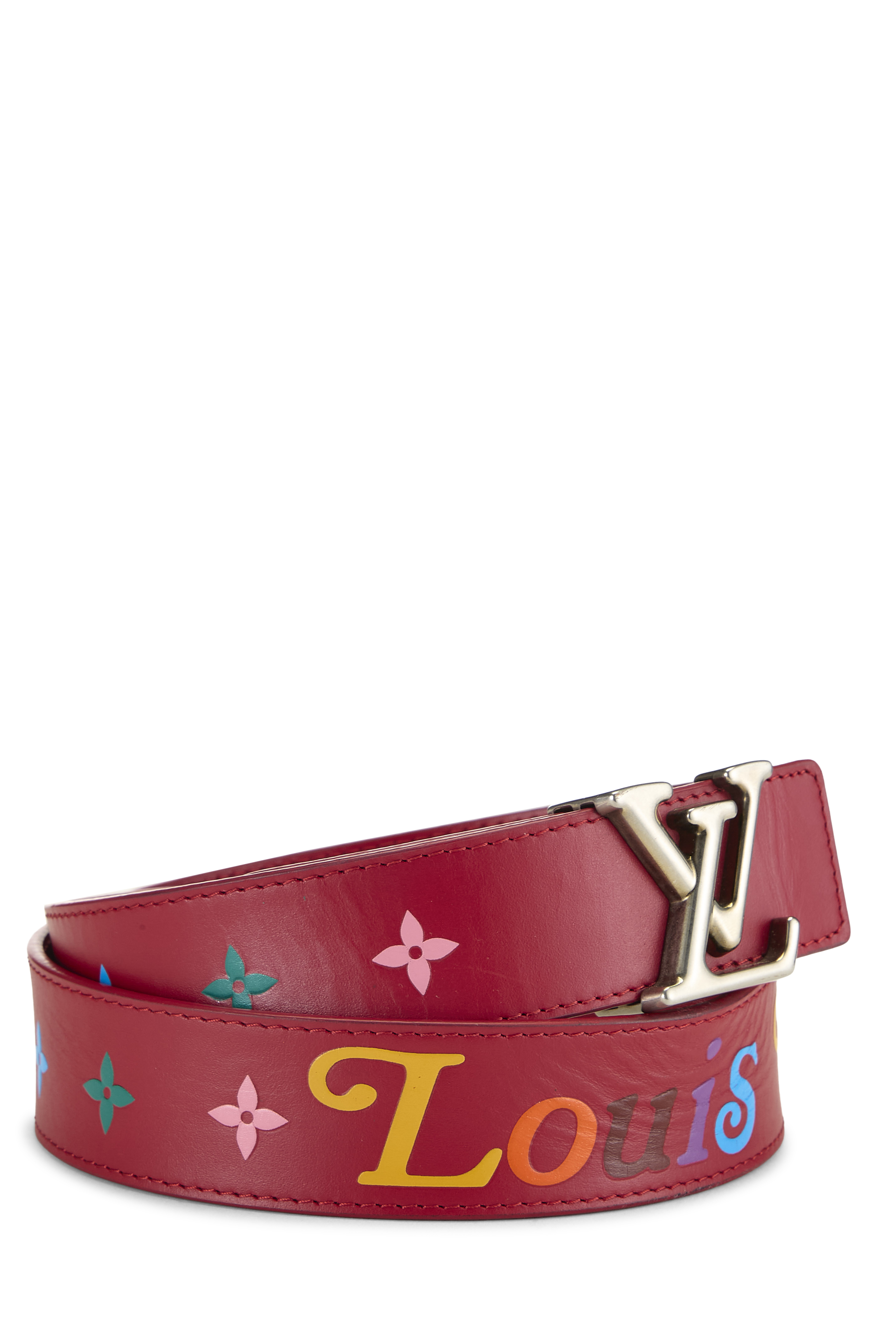 Women's Louis Vuitton Red Calfskin New Wave Belt 80 in Red