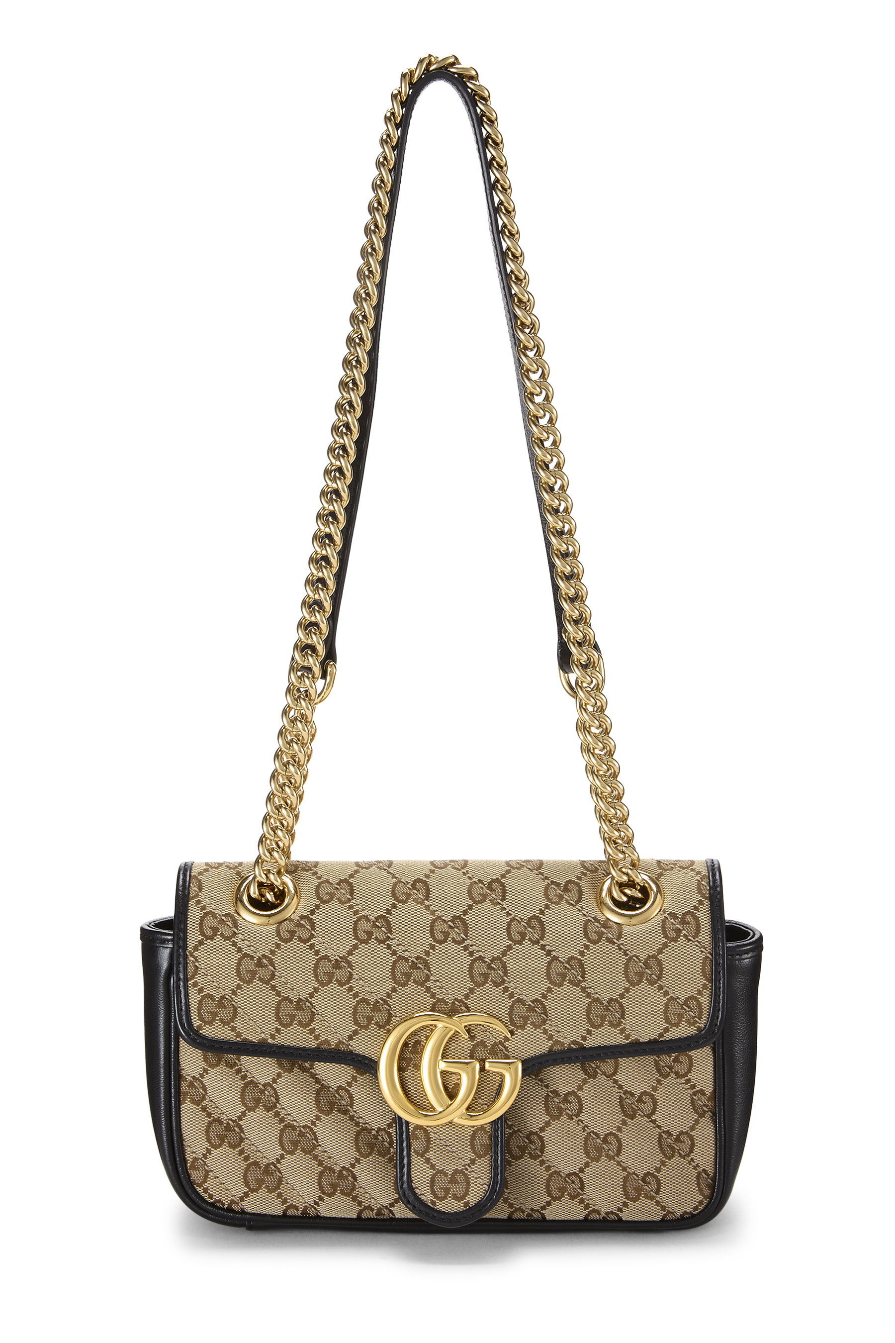 Women's Gucci Black Leather GG Canvas Matelassé Shoulder Bag Mini in Black Mini