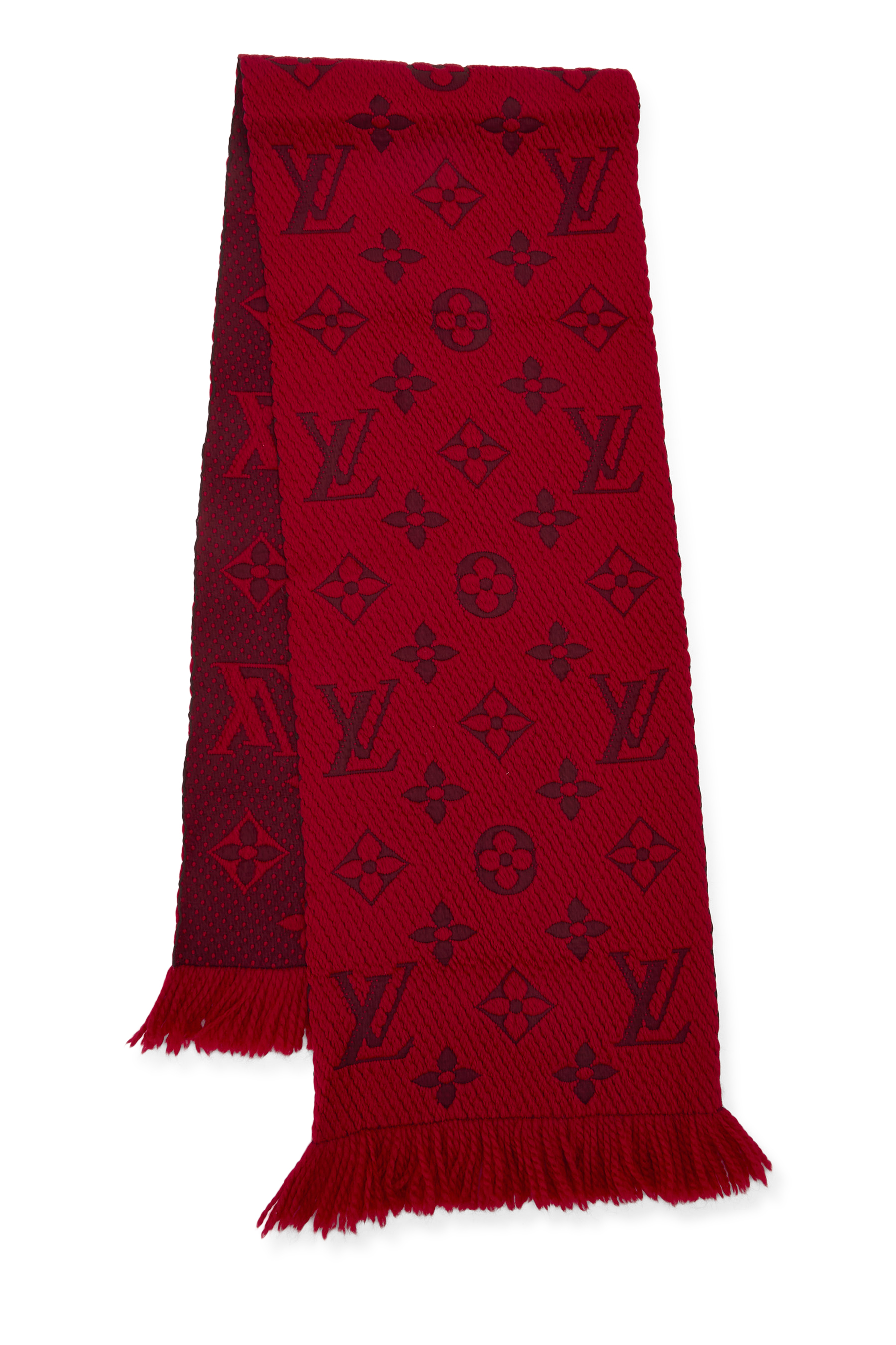 Women's Louis Vuitton Red Wool Logomania Scarf in Red