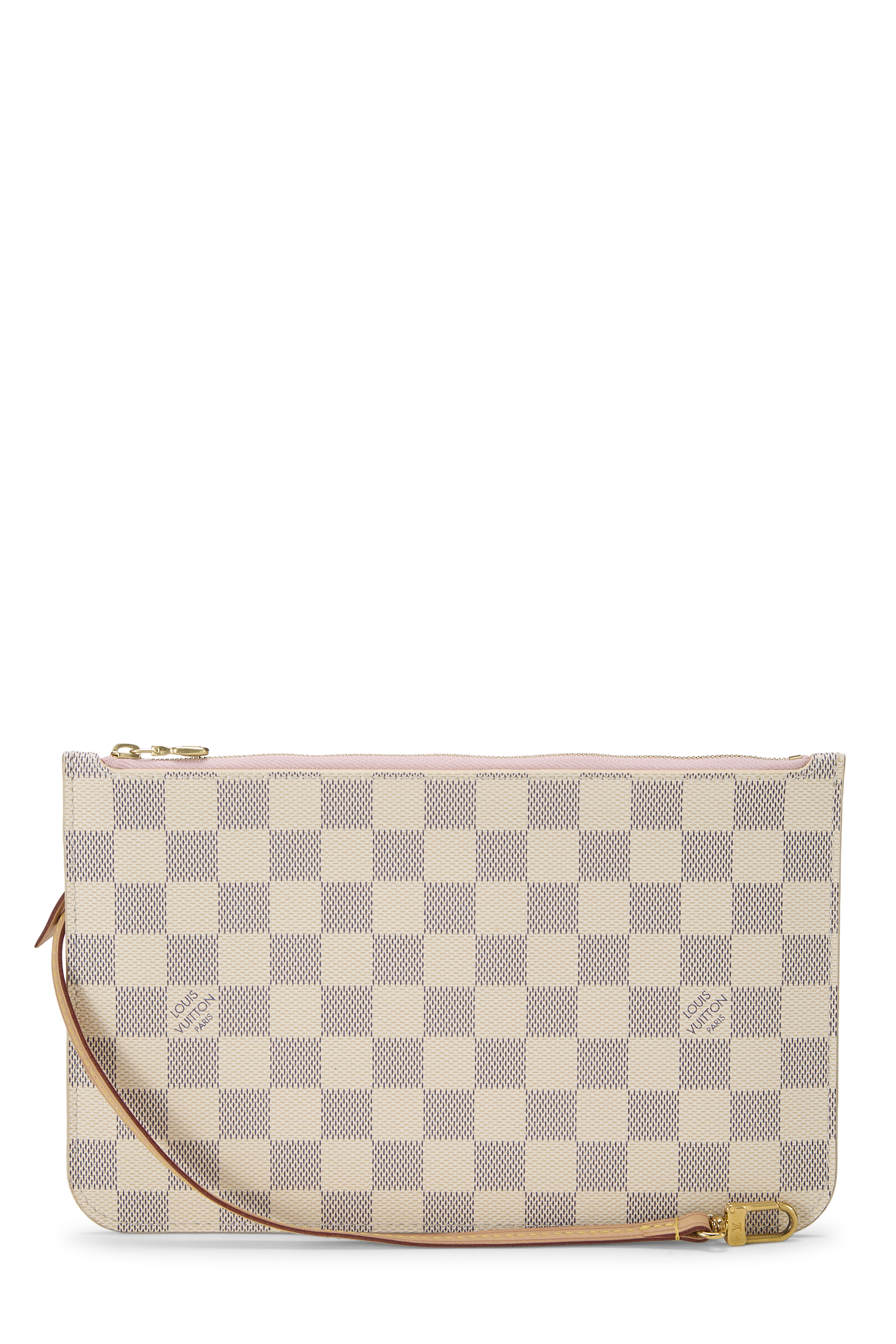 Women's Louis Vuitton Damier Azur Neverfull Pouch in Pink GM