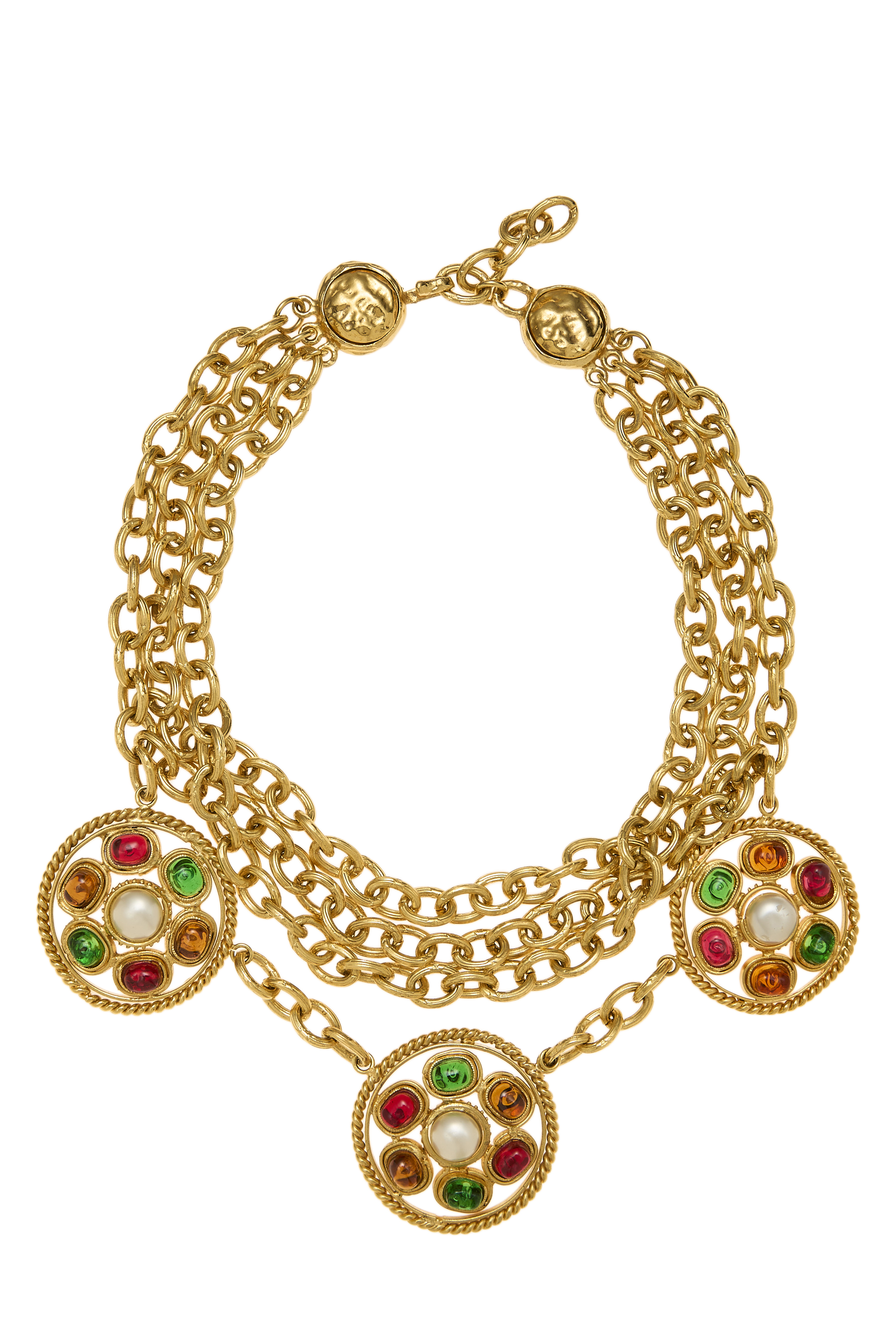 Women's Chanel Gold & Multicolor Gripoix Pendant Necklace in Multi