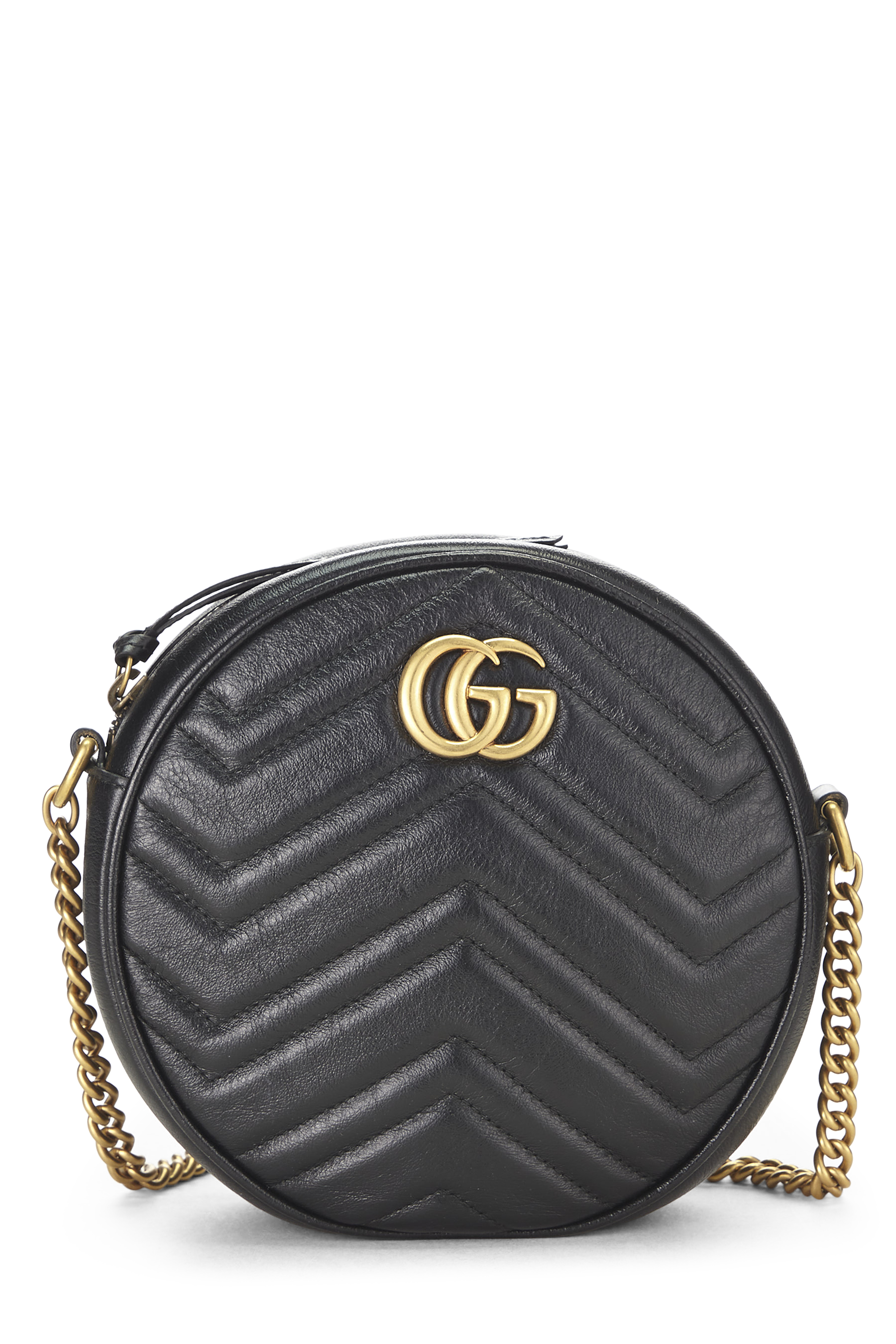 Women's Gucci Black Leather GG Marmont Shoulder Bag Mini in Black Mini