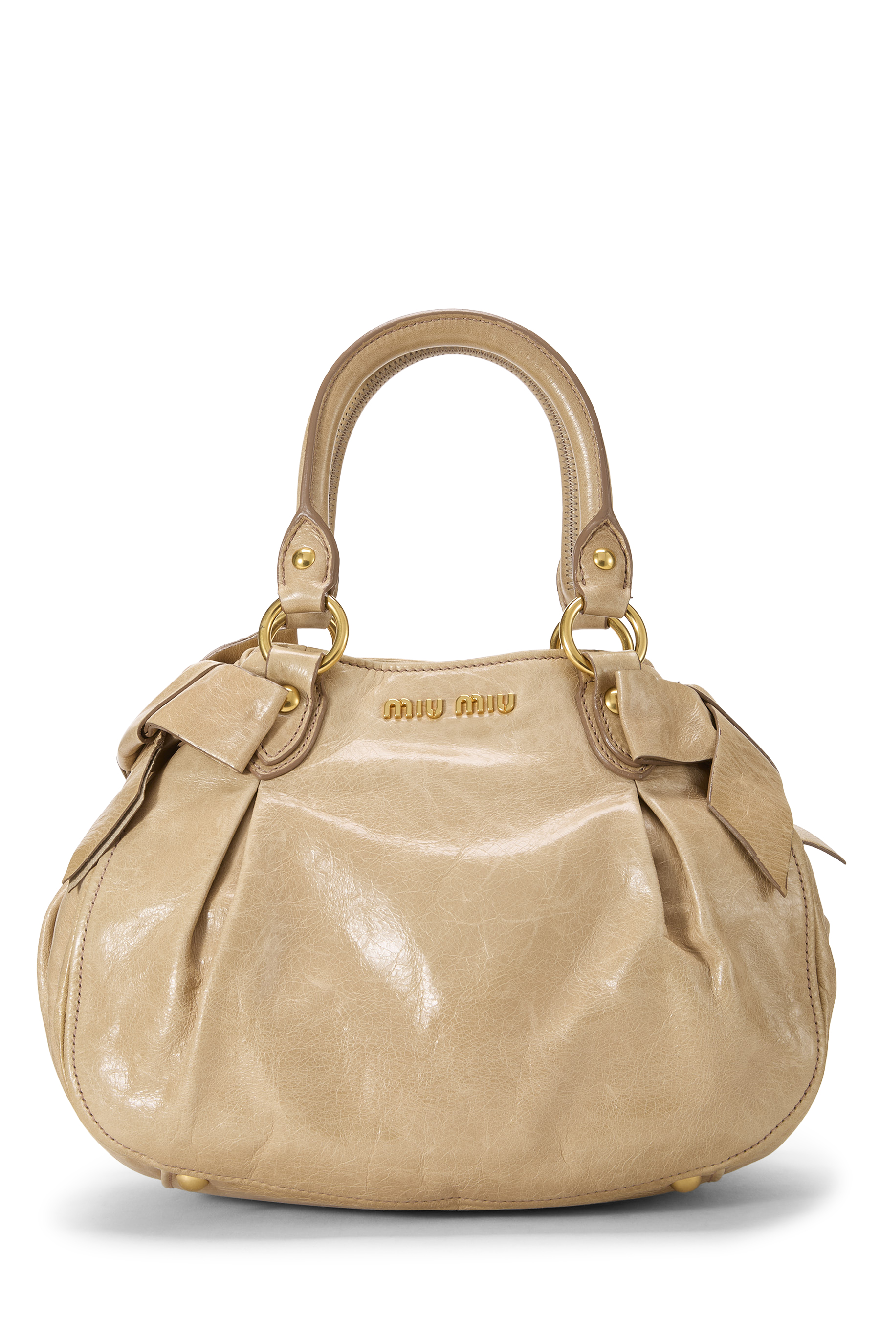 Women's Miu Miu Beige Calfskin Convertible Handbag in Beige