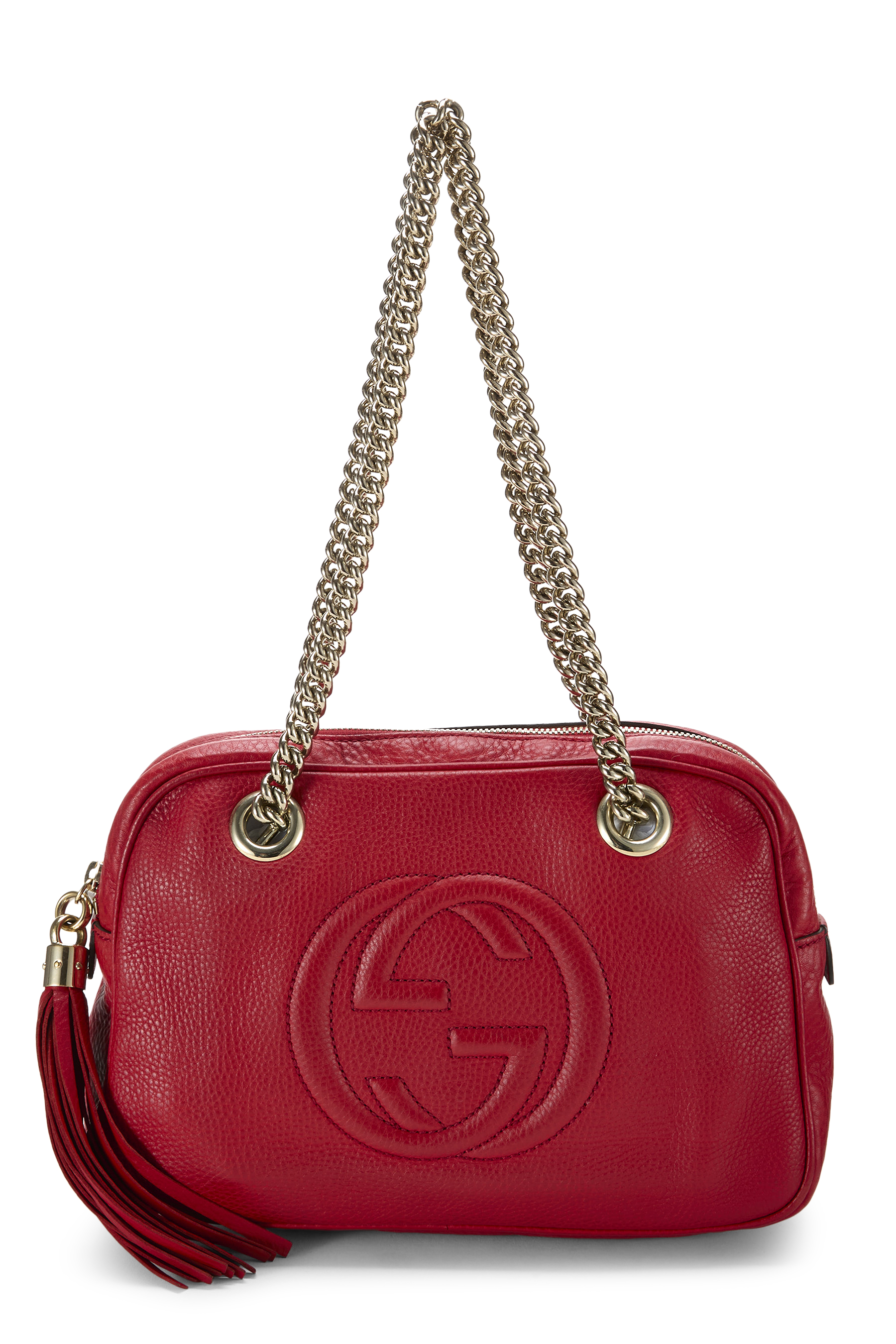 Women's Gucci Red Leather Soho Chain Shoulder Bag in Red