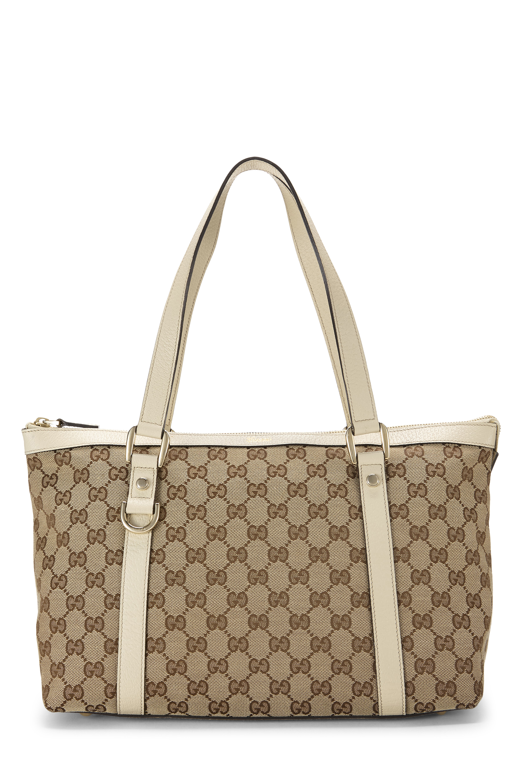 Women's Gucci Cream Original GG Canvas Abbey Zip Tote in White