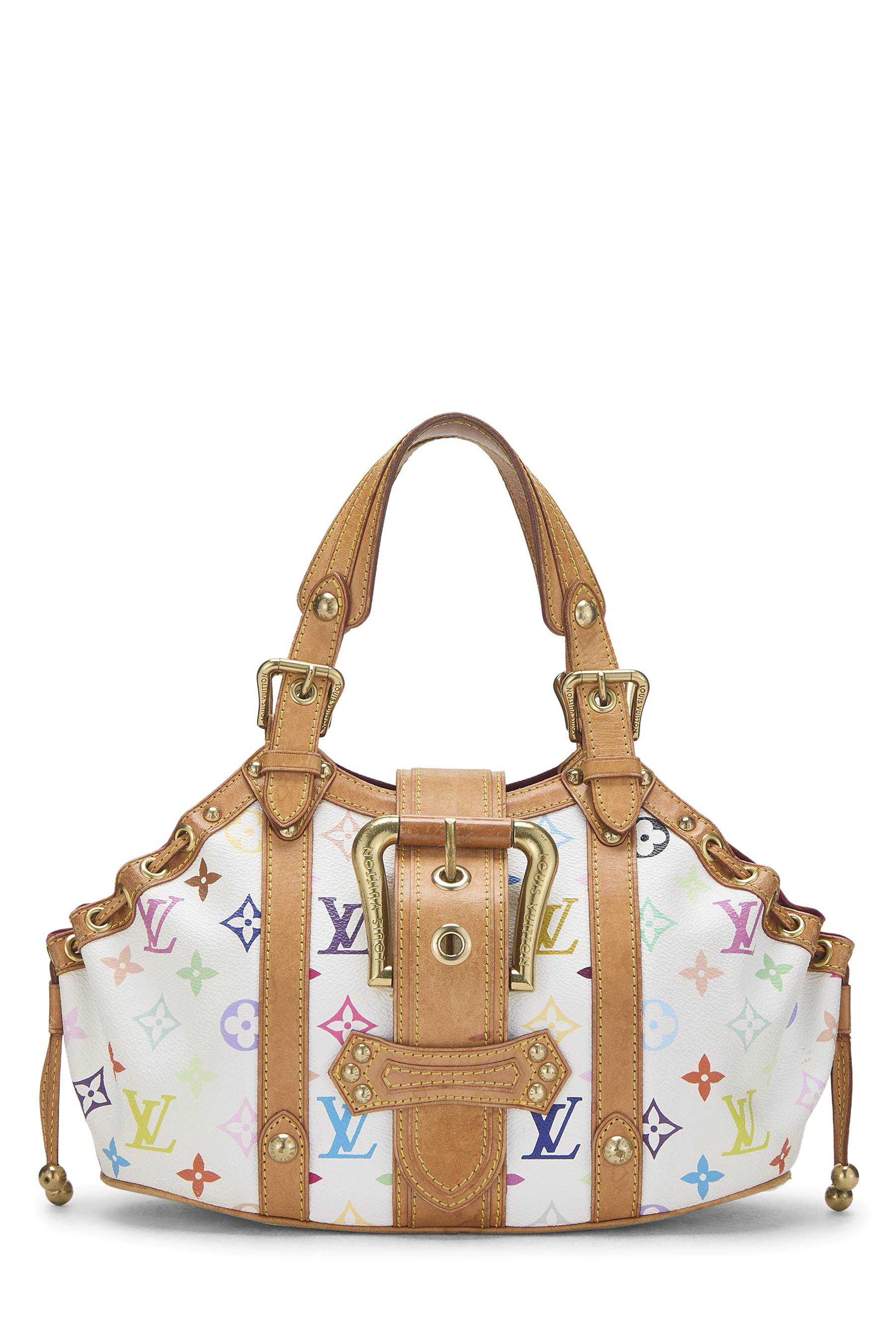 Women's Louis Vuitton Takashi Murakami x Louis Vuitton White Monogram Multicolore Canvas Theda PM in White GM