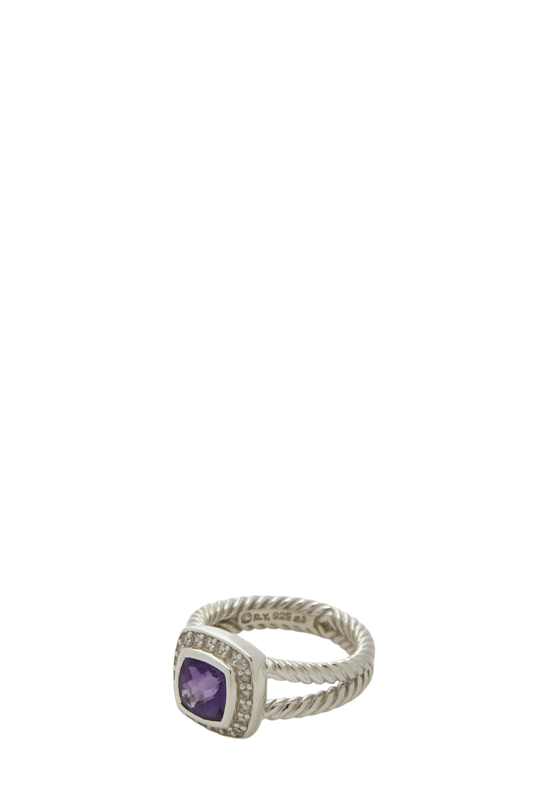 Women's David Yurman Purple Amethyst Diamond Stone Petite Albion Ring in Purple