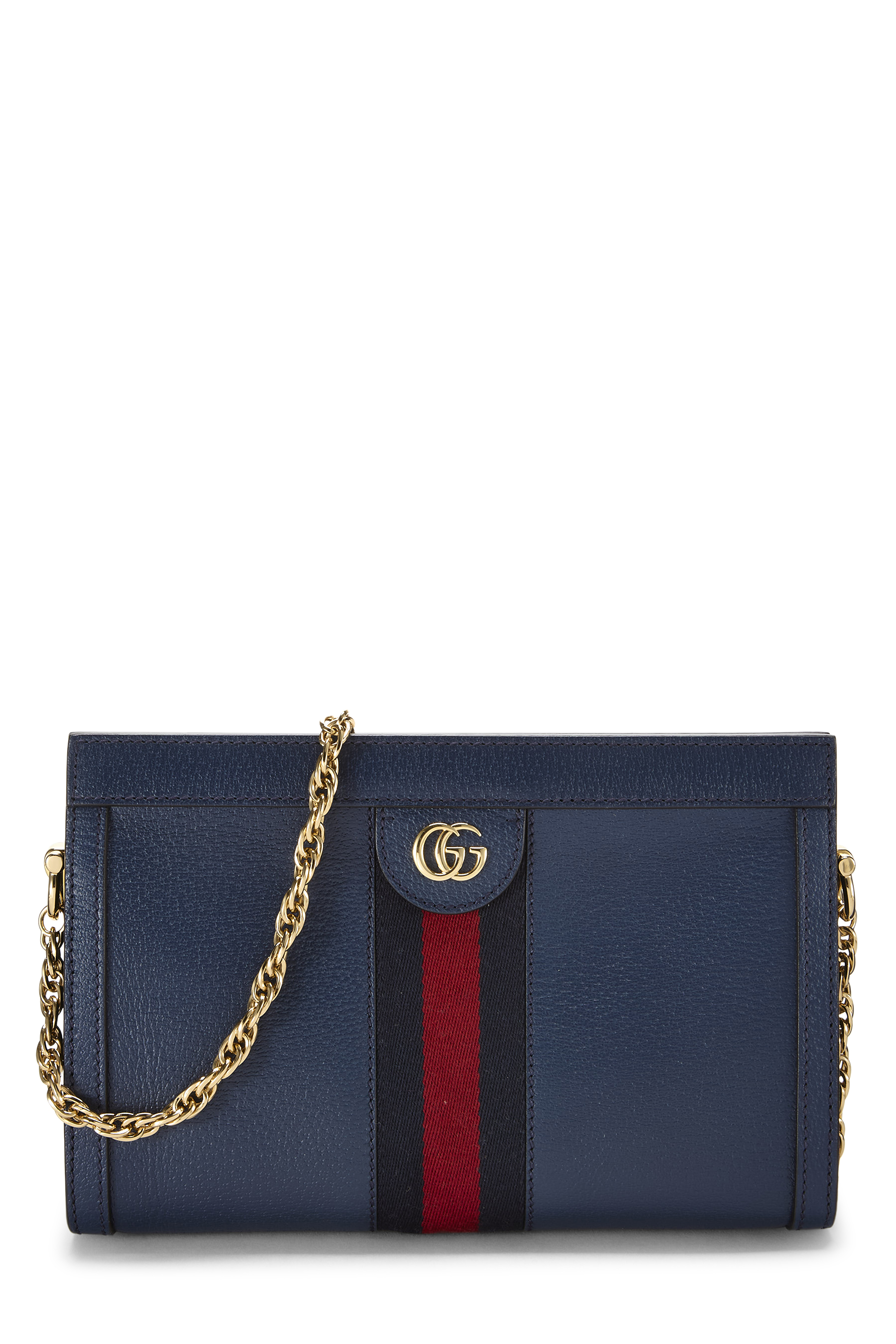 Women's Gucci Navy Leather Ophidia Shoulder Bag Small in Navy Small