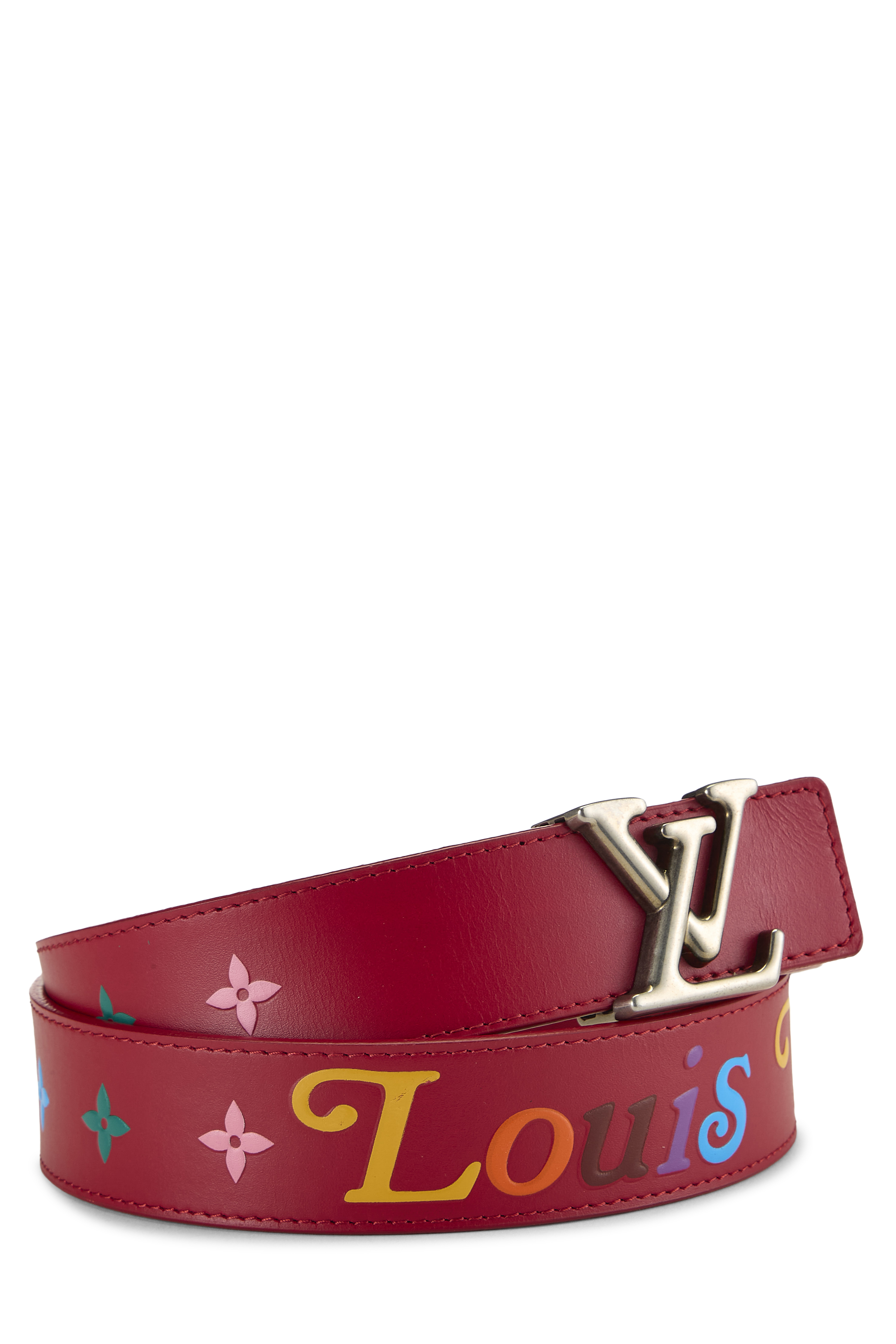 Women's Louis Vuitton Red Calfskin New Wave Belt 85 in Red