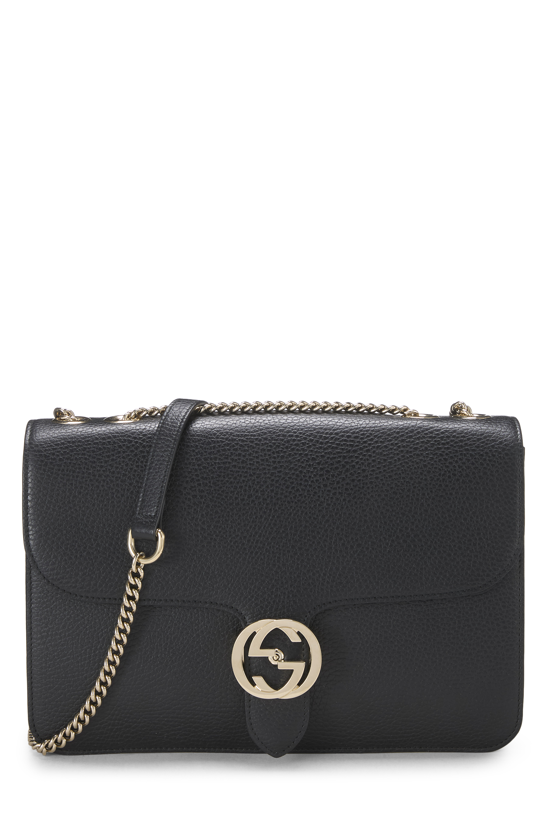 Women's Gucci Black Leather Interlocking Crossbody Large in Black Large