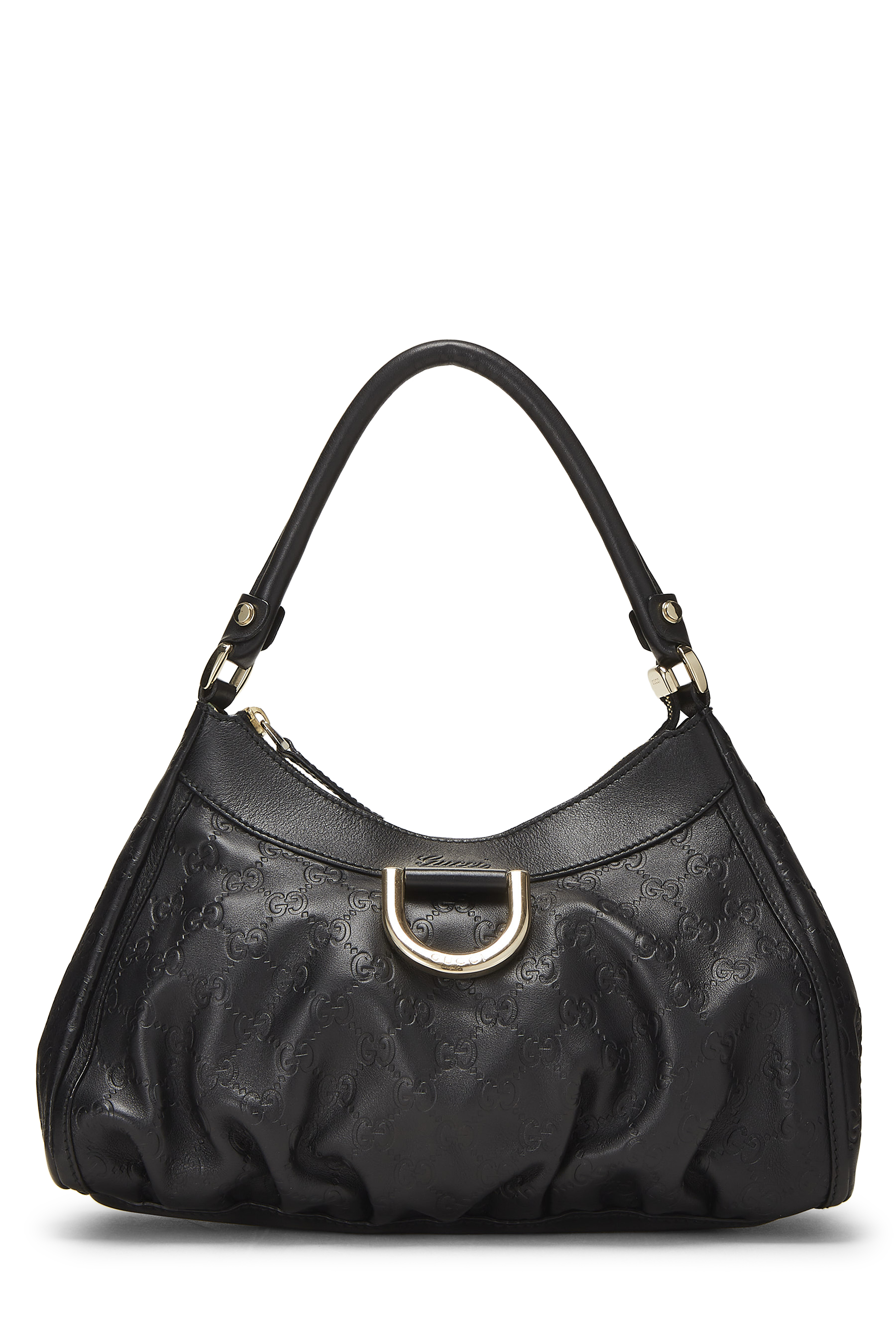 Women's Gucci Black Guccissima D-Ring Abbey Shoulder Bag Small in Black