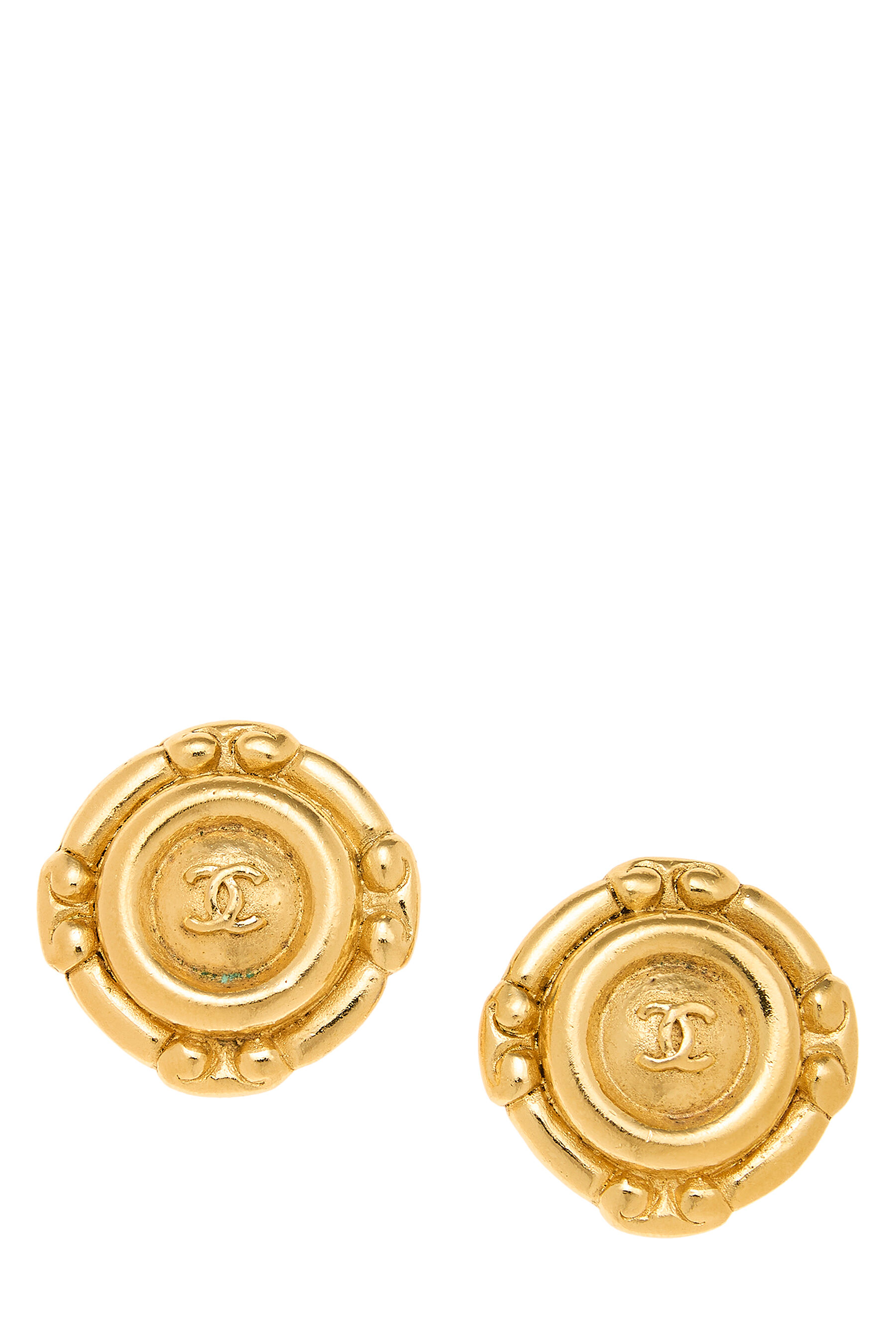 Women's Chanel Gold Button Earrings in Gold
