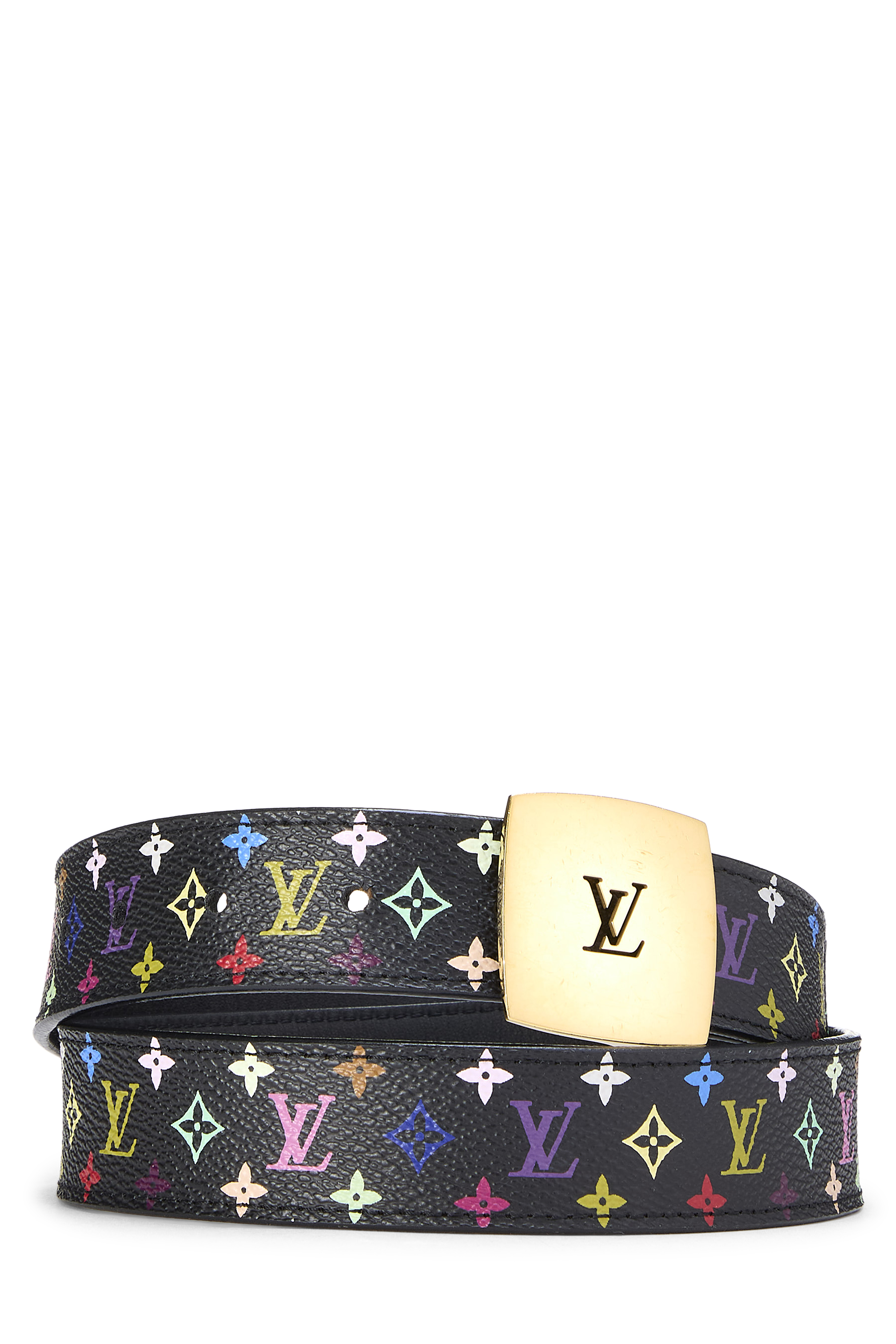 Women's Louis Vuitton Takashi Murakami X Louis Vuitton Black Monogram Multicolore Ceinture 80 in Black