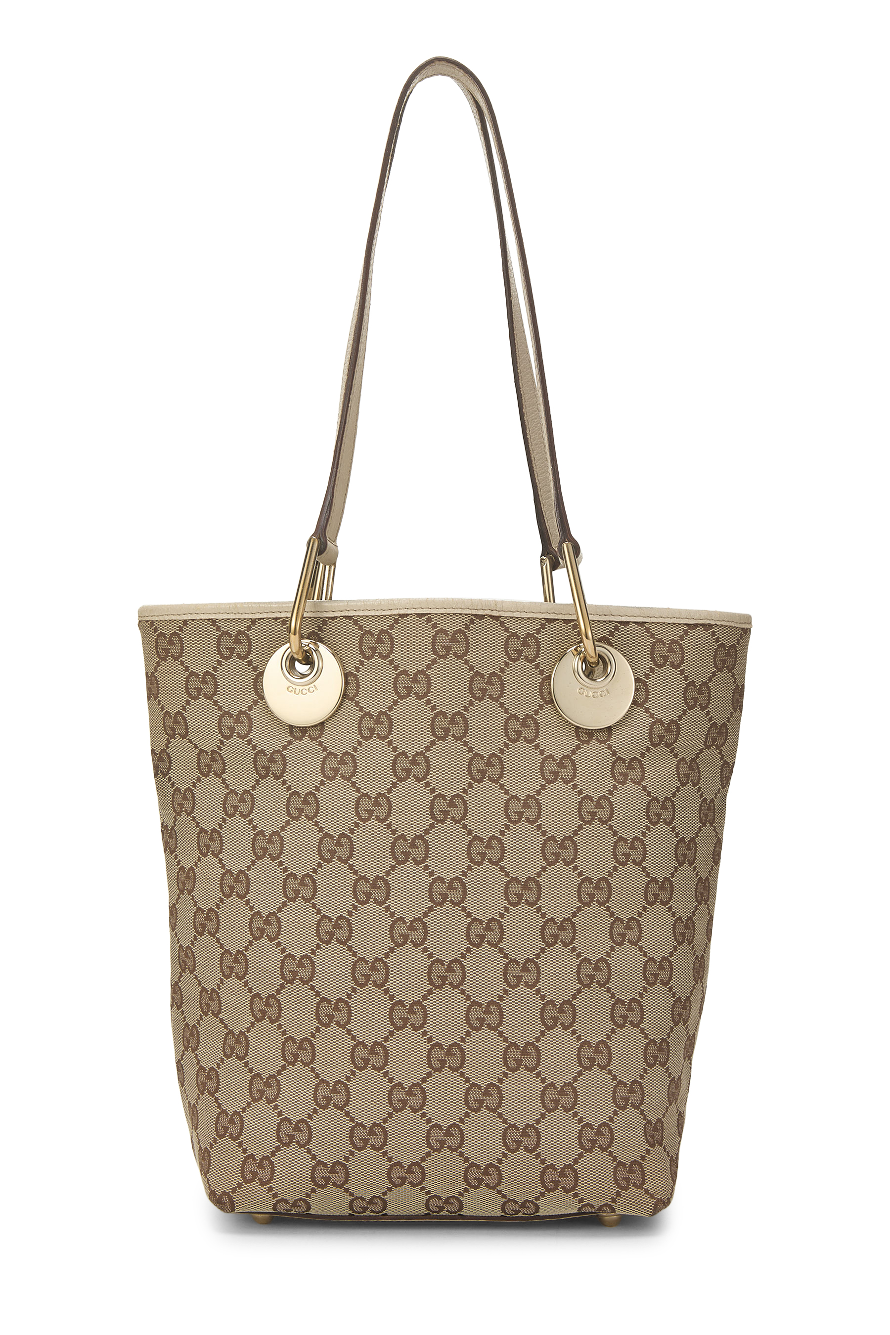 Women's Gucci White Original GG Canvas Eclipse Bucket Bag in Beige