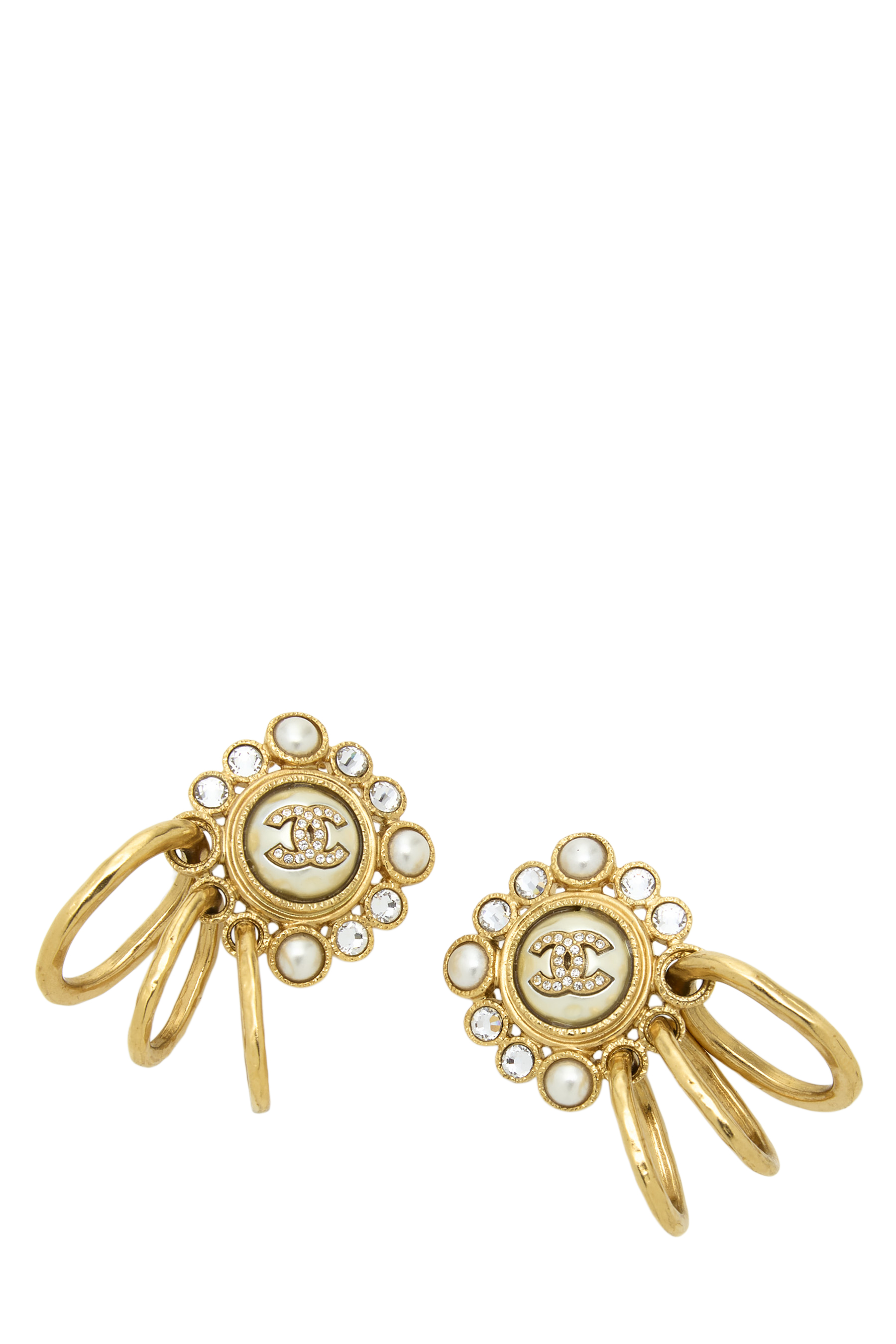 Women's Chanel Gold Crystal 'CC' Earrings in Gold