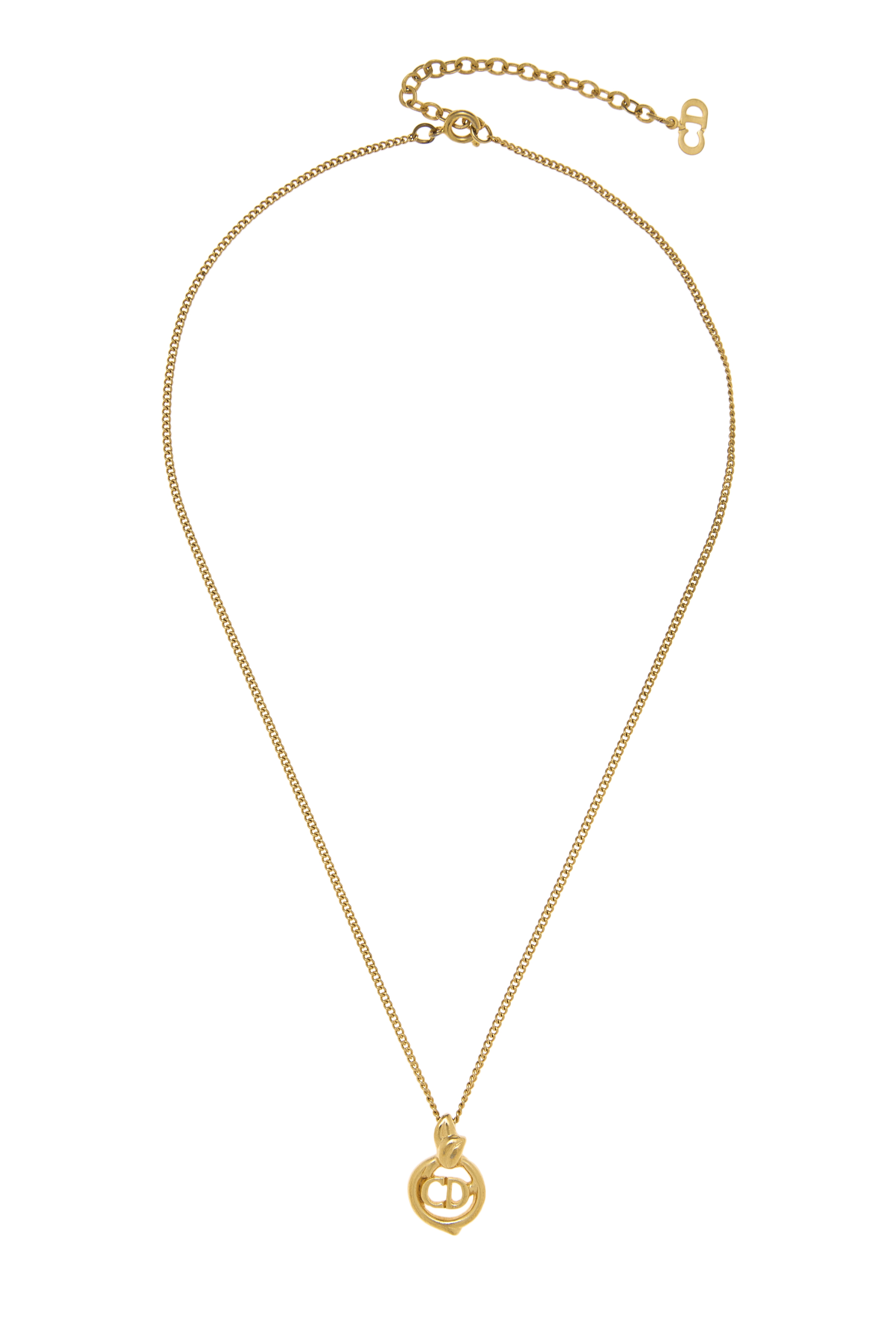 Women's Christian Dior Gold 'CD' Necklace in Gold