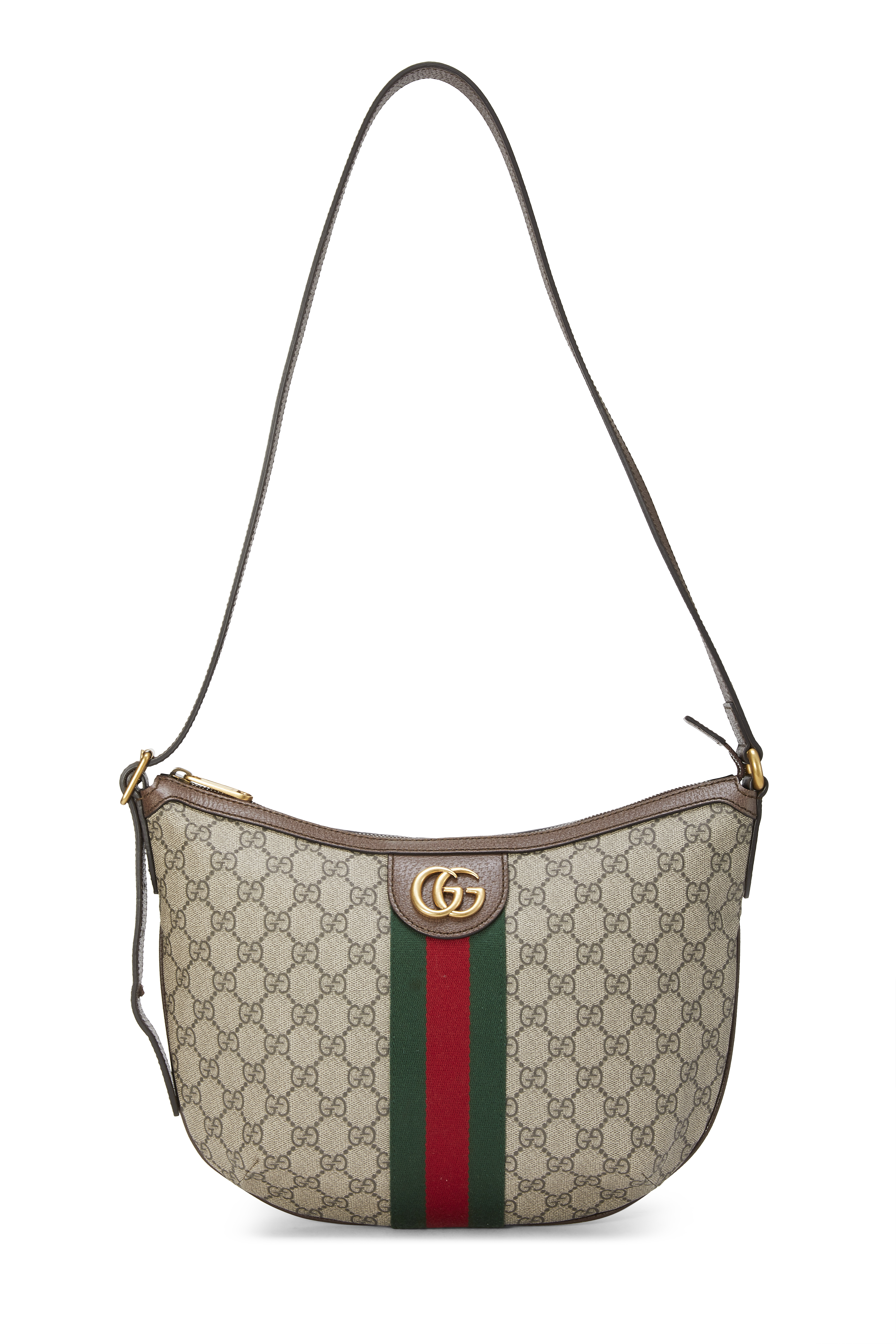 Women's Gucci Original GG Supreme Canvas Ophidia Shoulder Bag Large in Brown Large