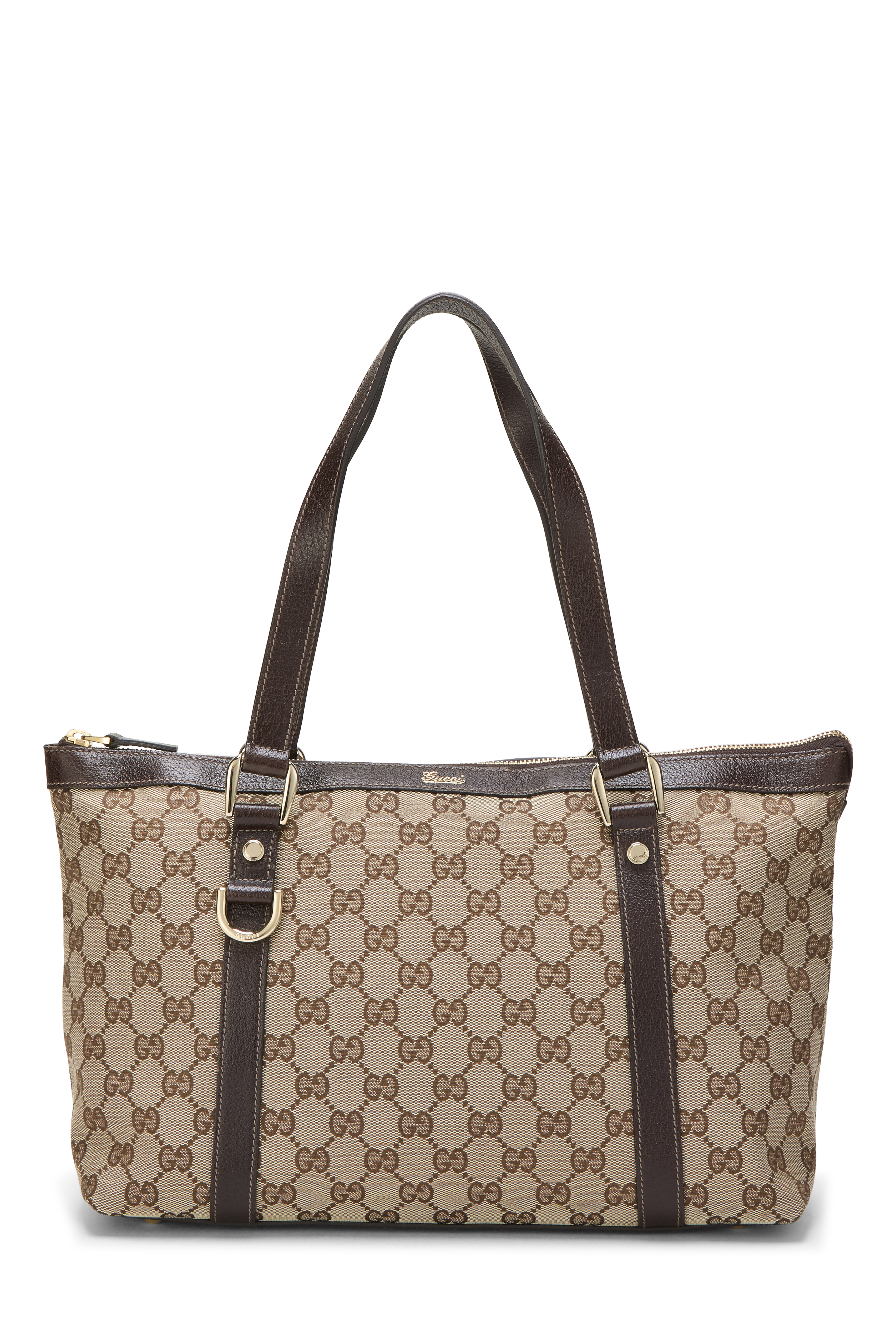 Women's Gucci Original GG Canvas Abbey Zip Tote in Brown