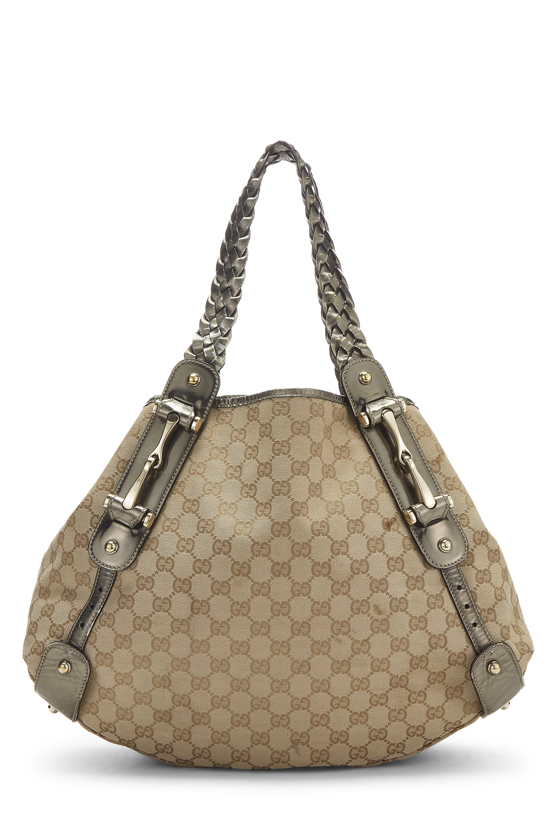 Women's Gucci Silver Original GG Canvas Pelham Tote Large in Silver Large