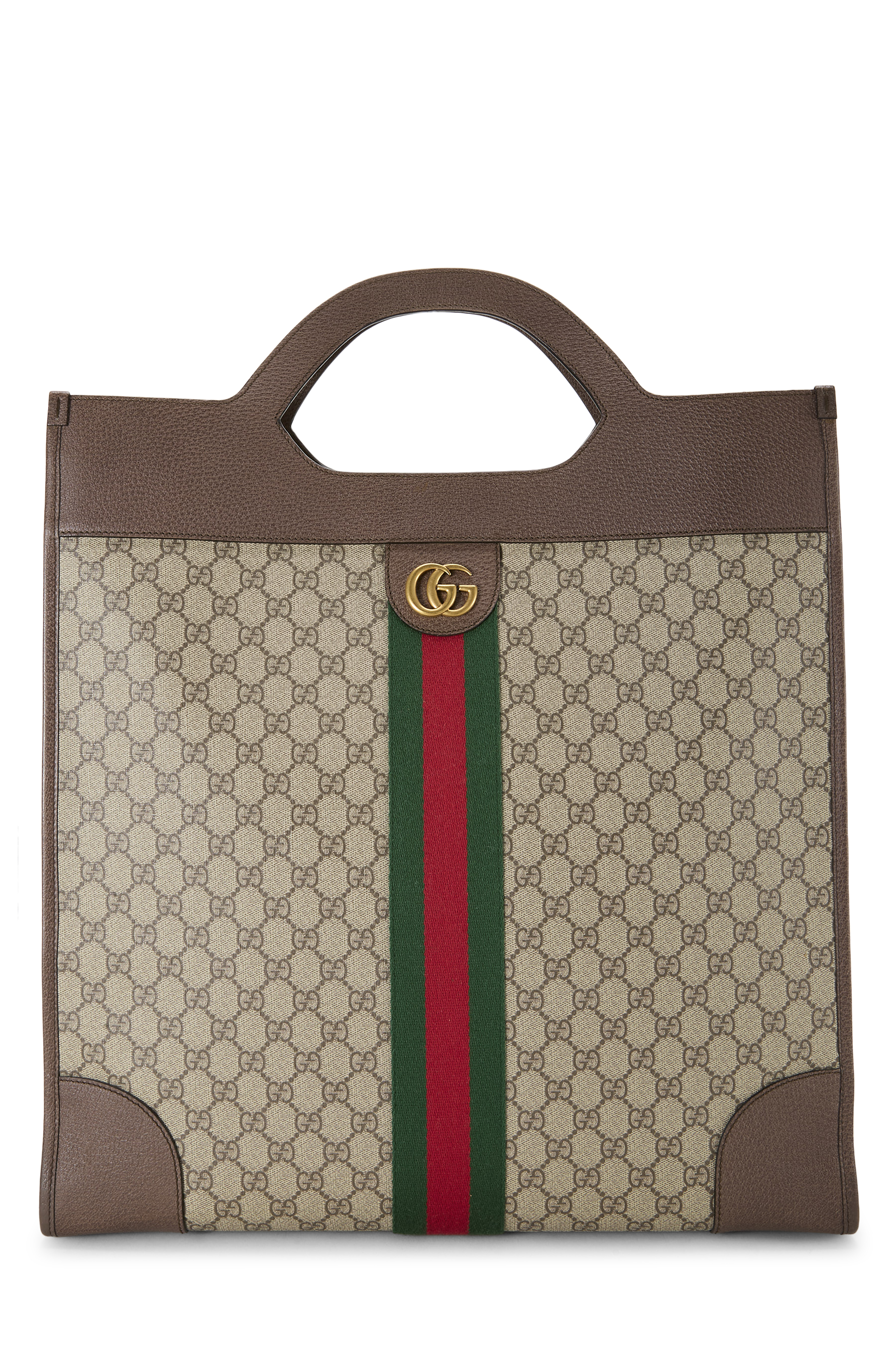 Women's Gucci Brown GG Supreme Ophidia Top Handle Bag Medium in Brown Medium