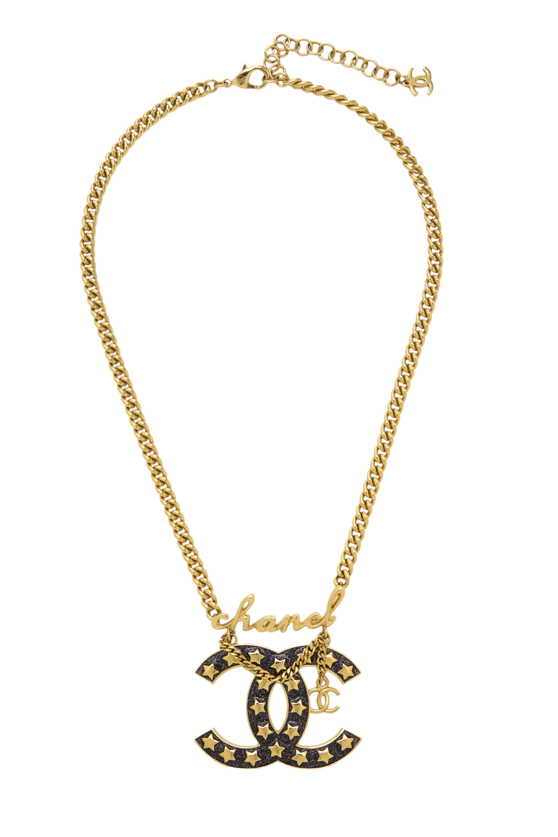 Women's Chanel Gold 'CC' Logo Necklace in Multi