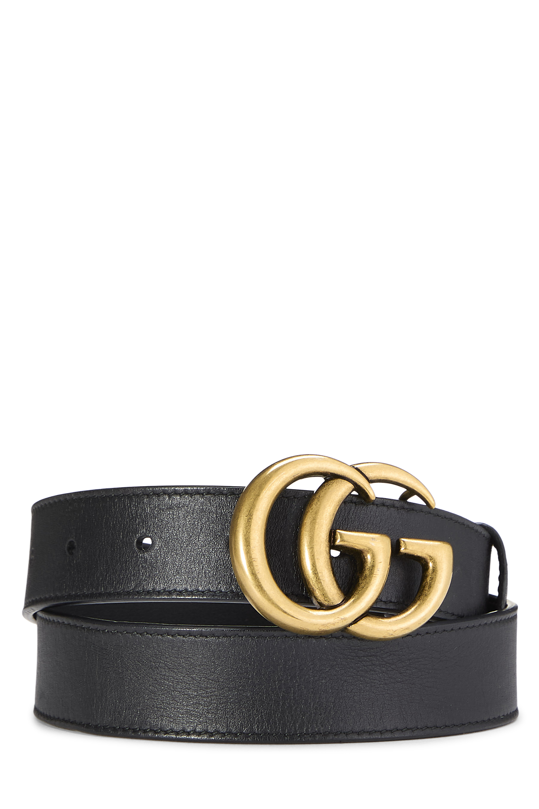 Women's Gucci Black Leather GG Marmont Belt 75 in Black