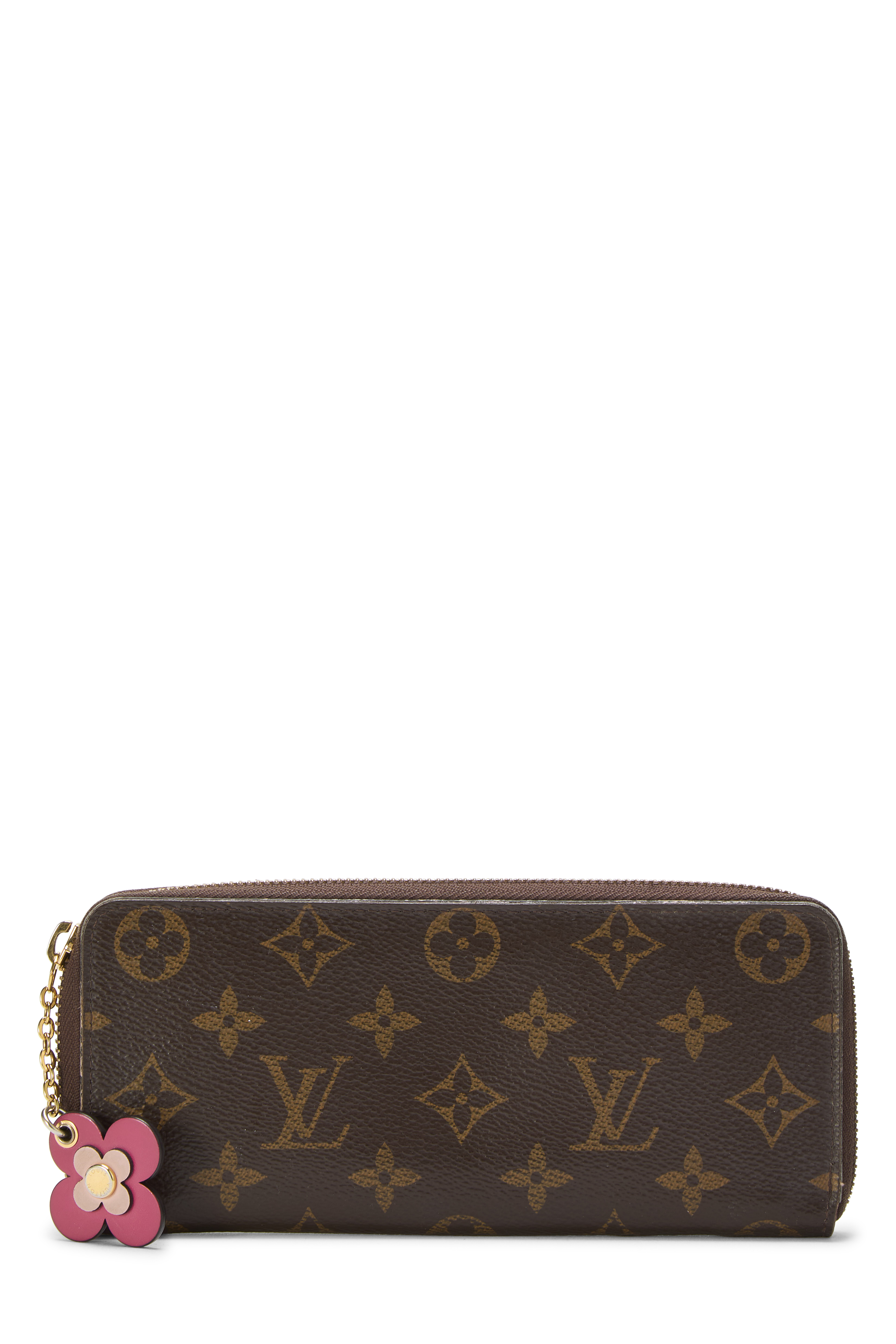 Women's Louis Vuitton Pink Monogram Canvas Flower Clemence Continental Wallet in Pink