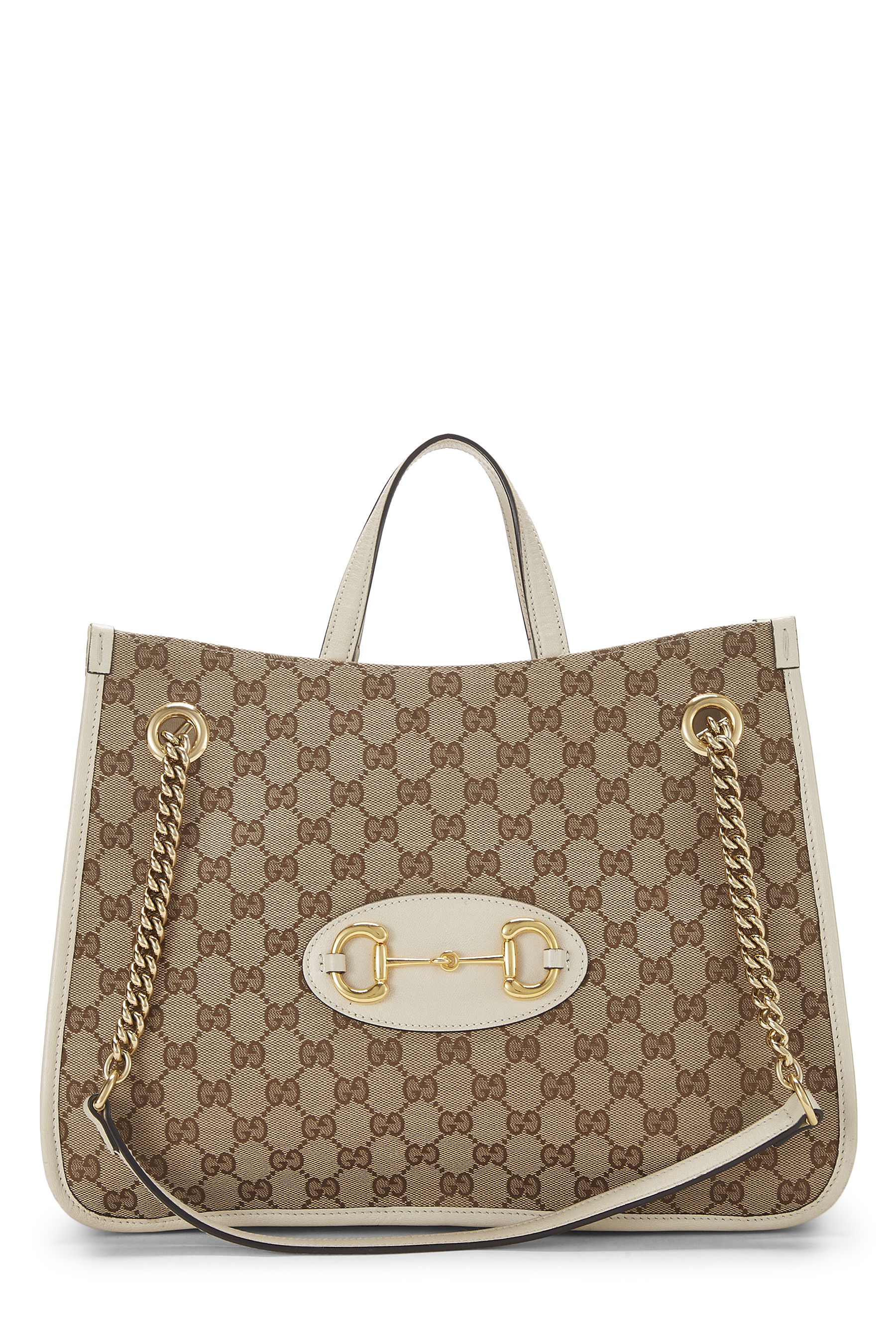 Women's Gucci White Original GG Canvas 1955 Horsebit Tote in White