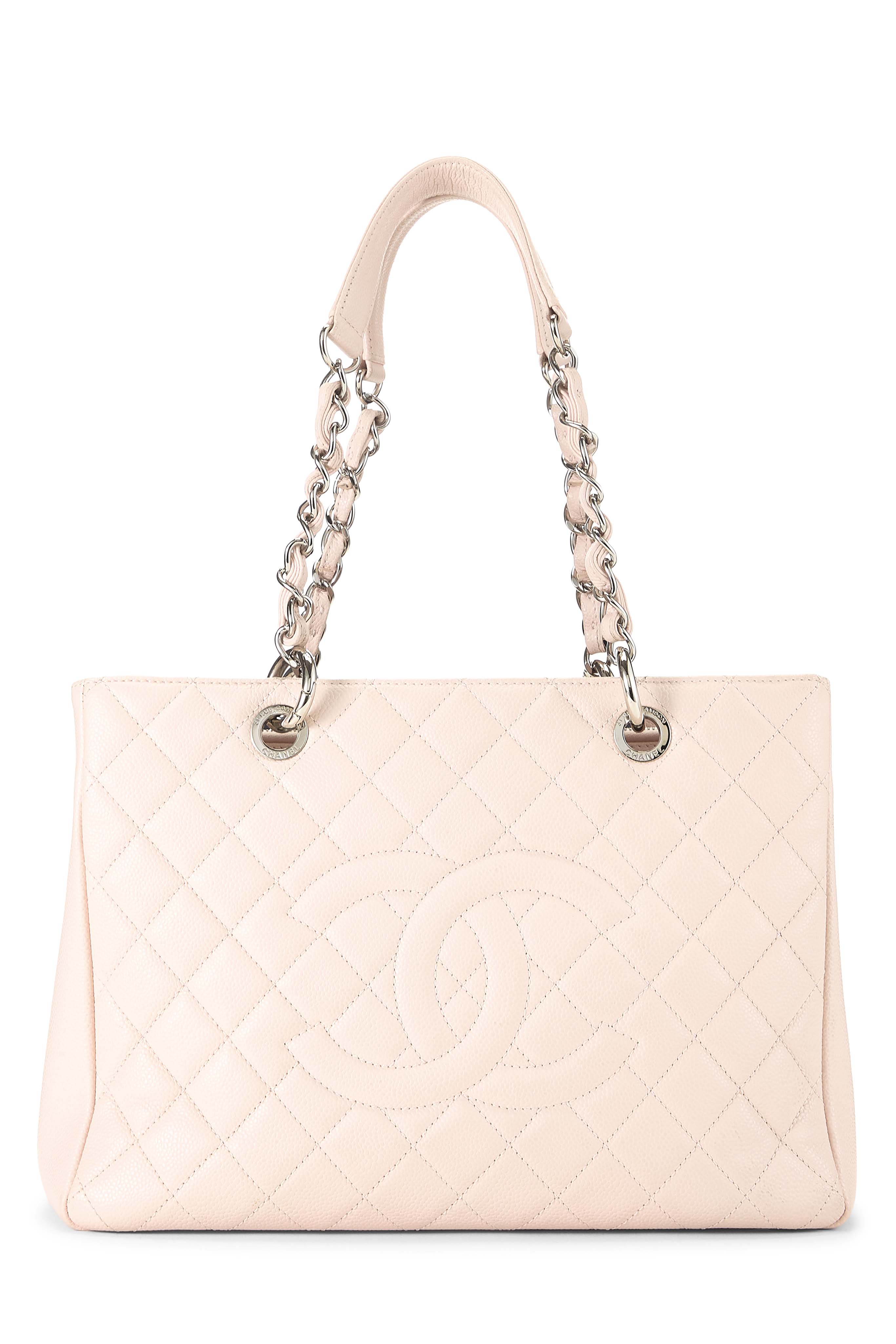 Women's Chanel Pink Quilted Caviar Grand Shopping Tote (GST) in Pink