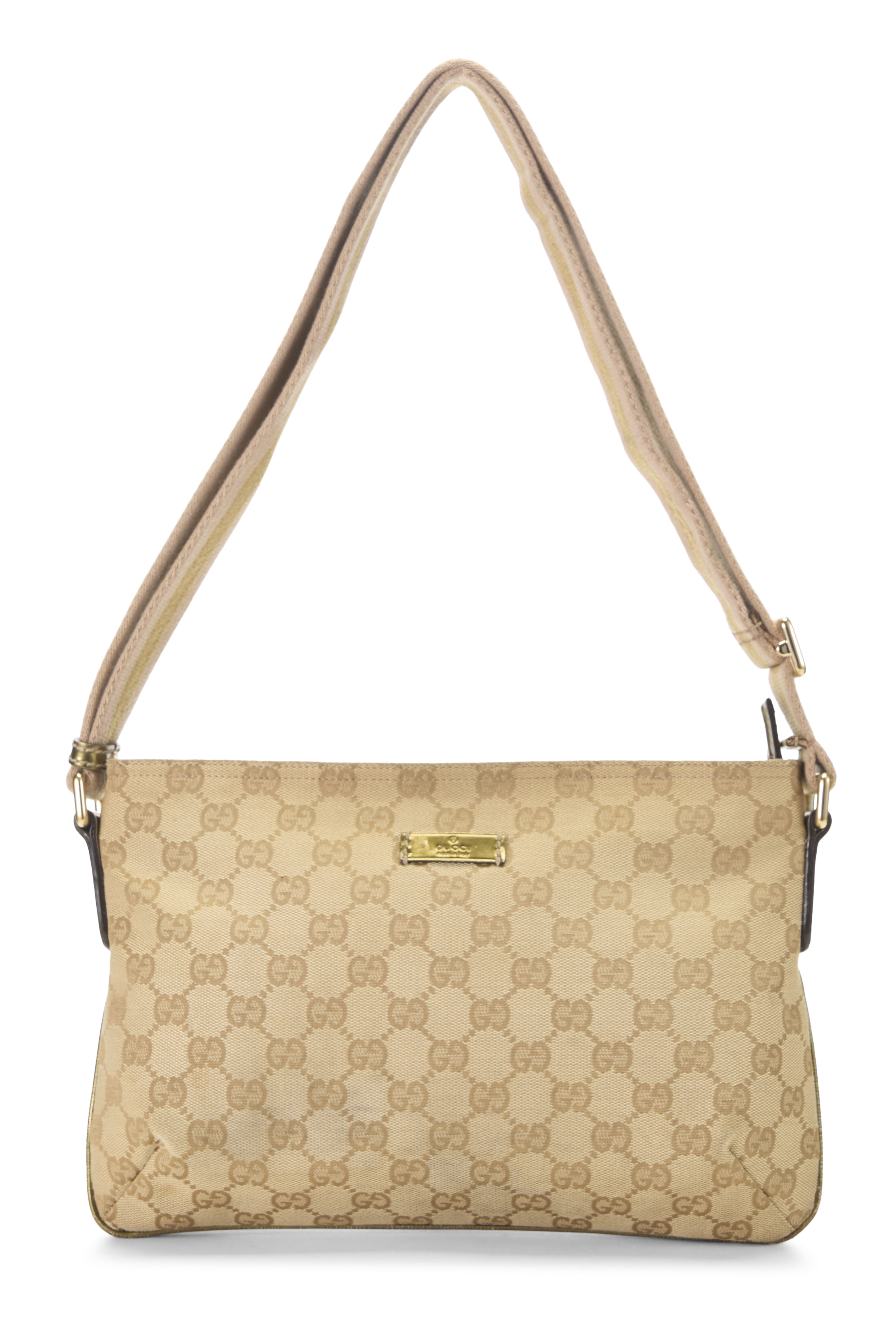 Women's Gucci Gold Original GG Canvas Web Messenger in Gold