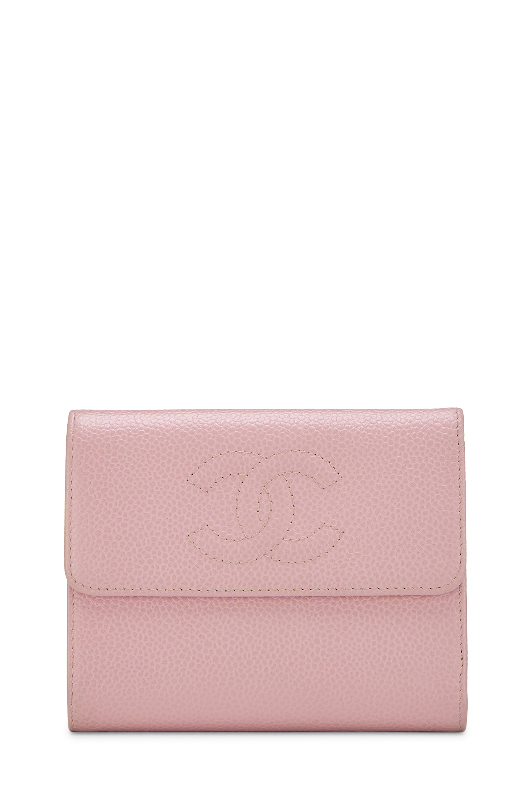 Women's Chanel Pink Caviar Timeless 'CC' Compact Wallet in Pink