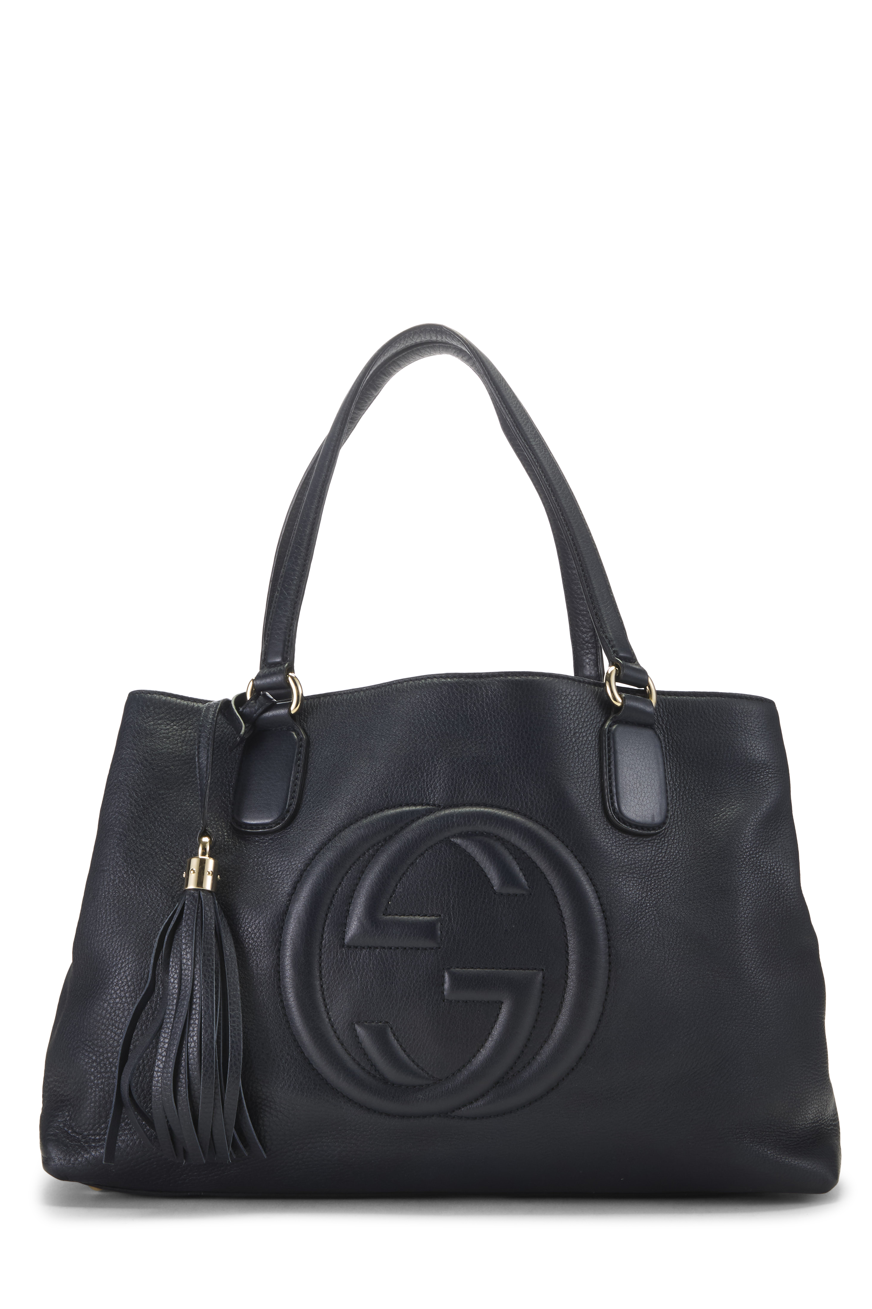 Women's Gucci Navy Leather Soho Working Tote Large in Black Large