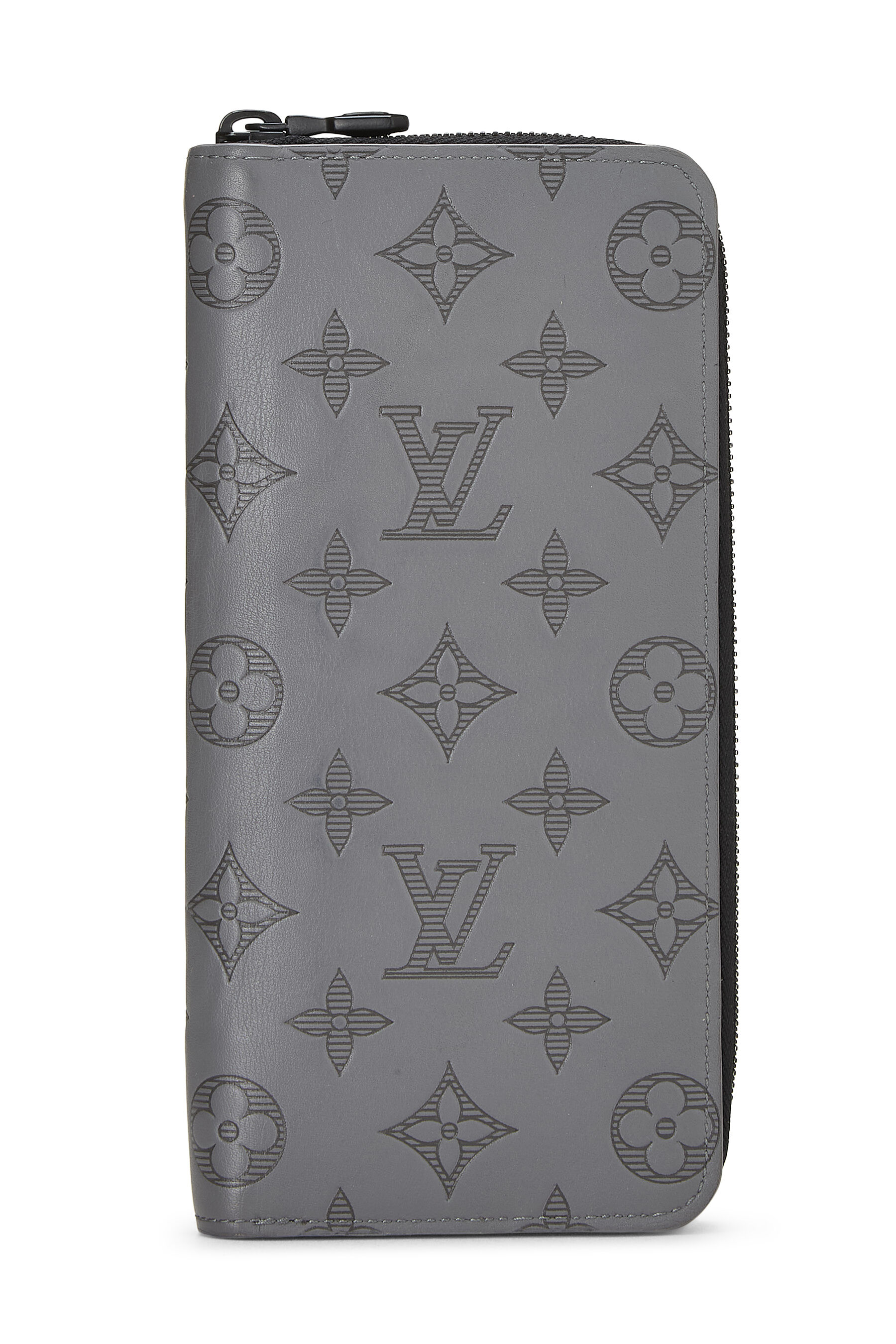 Women's Louis Vuitton Grey Monogram Shadow Zippy Vertical in Grey