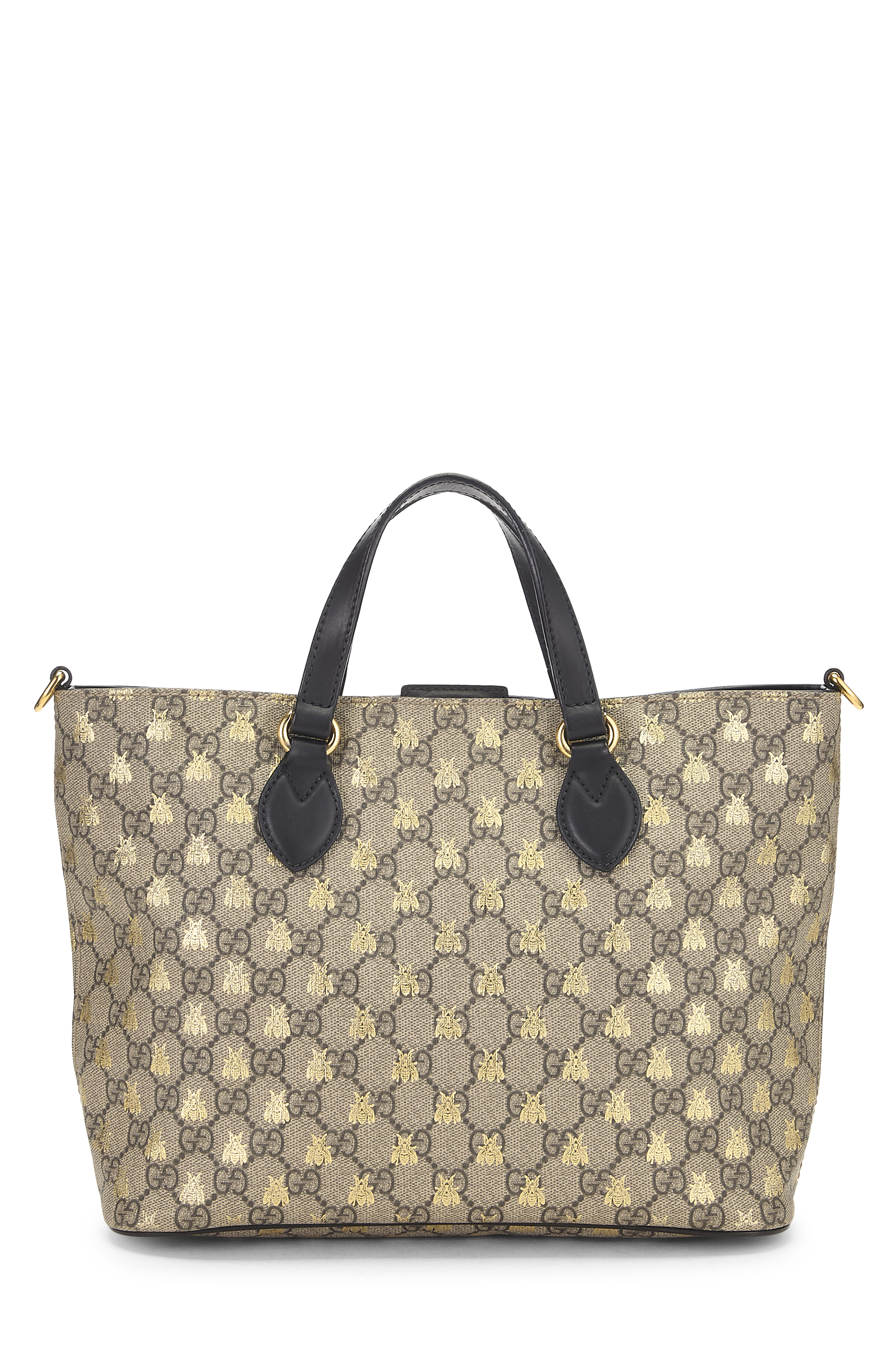 Women's Gucci Black GG Supreme Canvas Bee Tote Small in Black Small