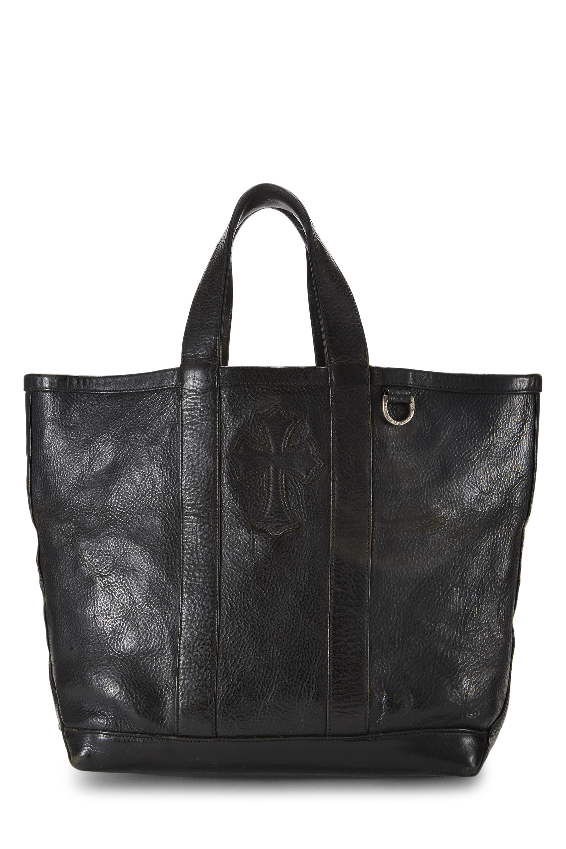 Women's Chrome Hearts Black Leather Cross Patch Tote in Black
